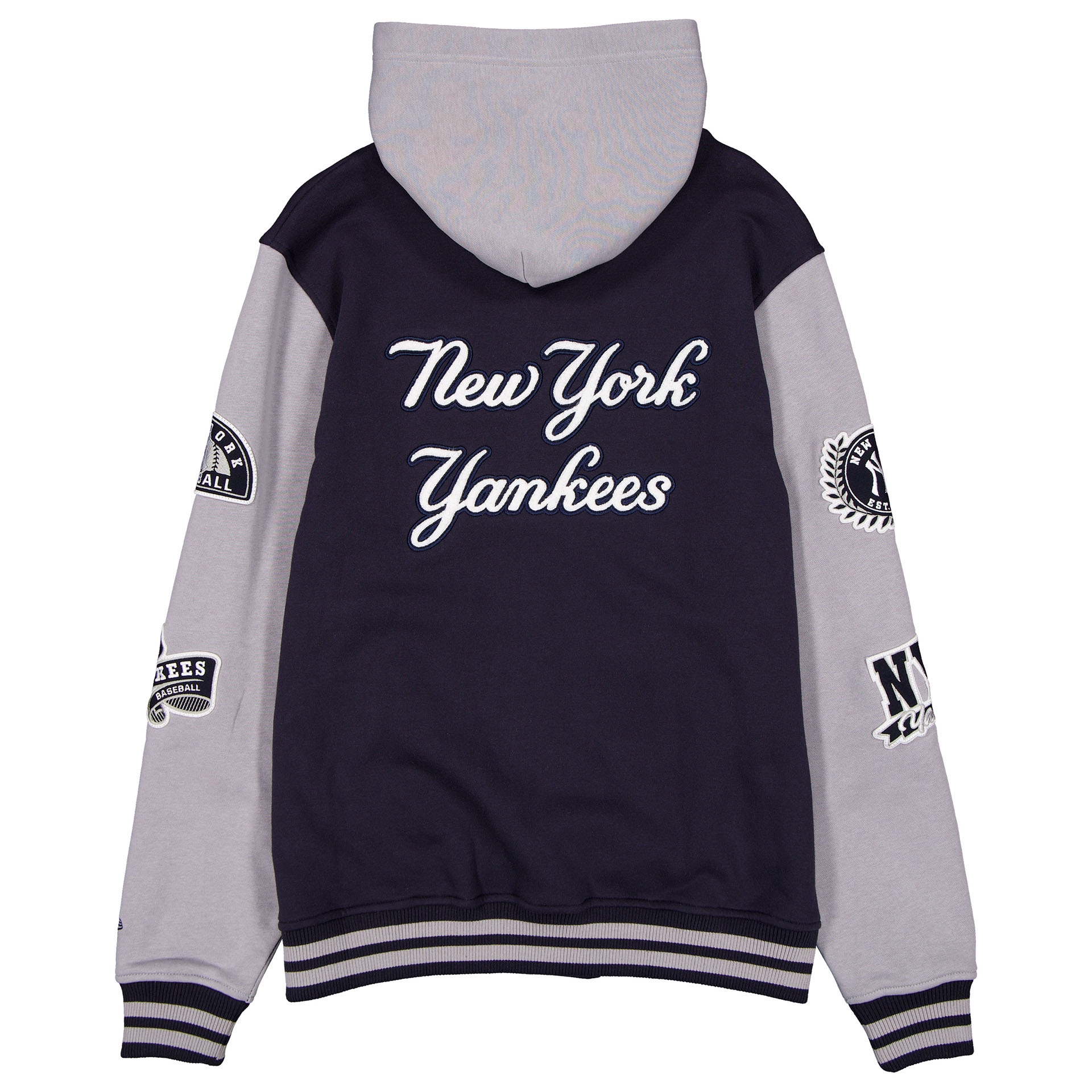 New York Yankees Full Snap Patch Jacket Navy/Gray
