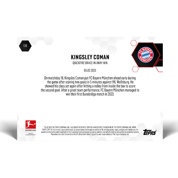 Topps UK - Quickfire Brace in away win - Bundesliga TOPPS NOW® Card #130