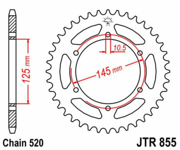 Couronne JT. acier standard 855 - 520Ref : JTC00264A / 1075521004