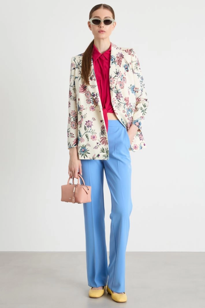 Belted double-breasted blazer - WHITE