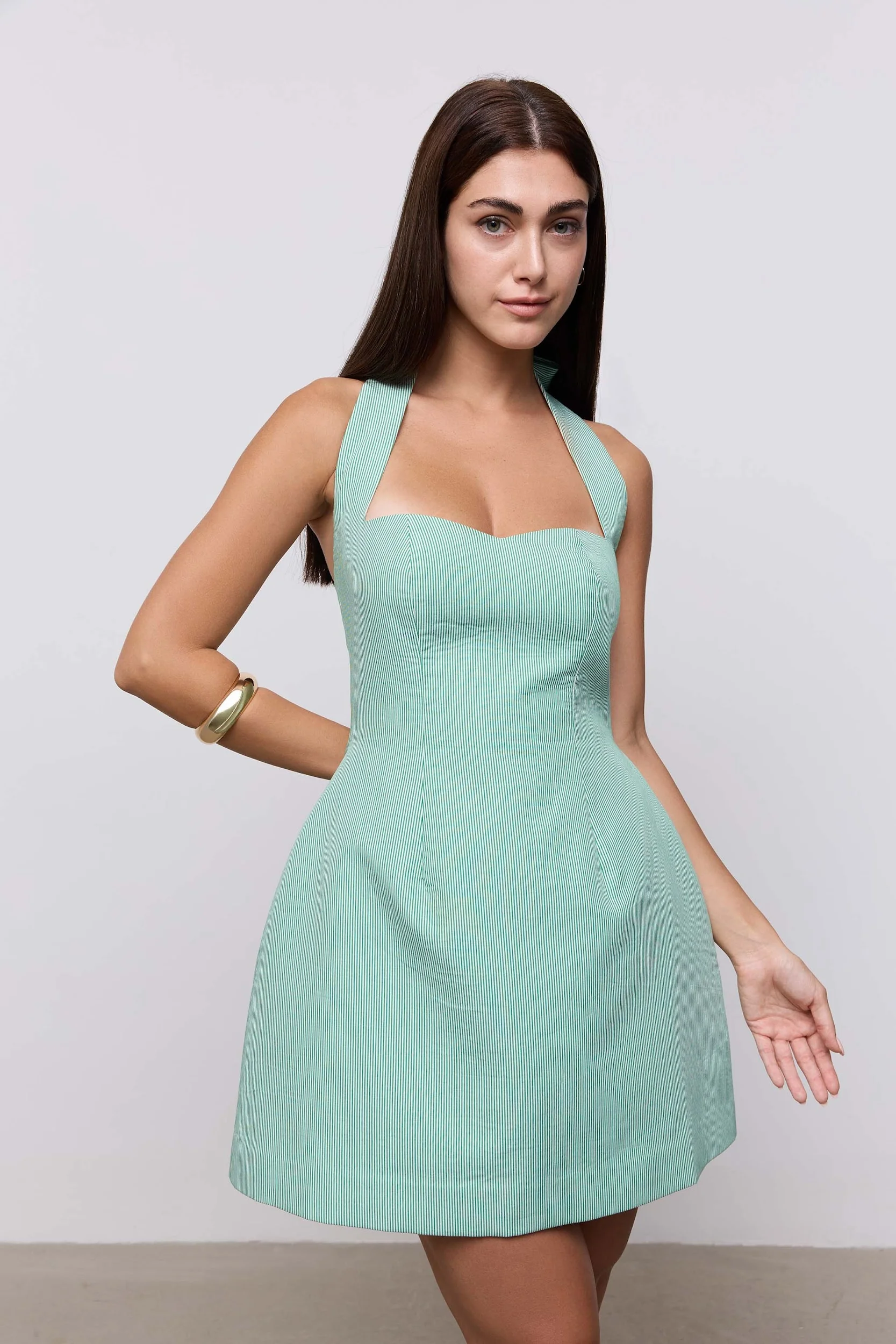 Cotton Pinstripe Mini Dress