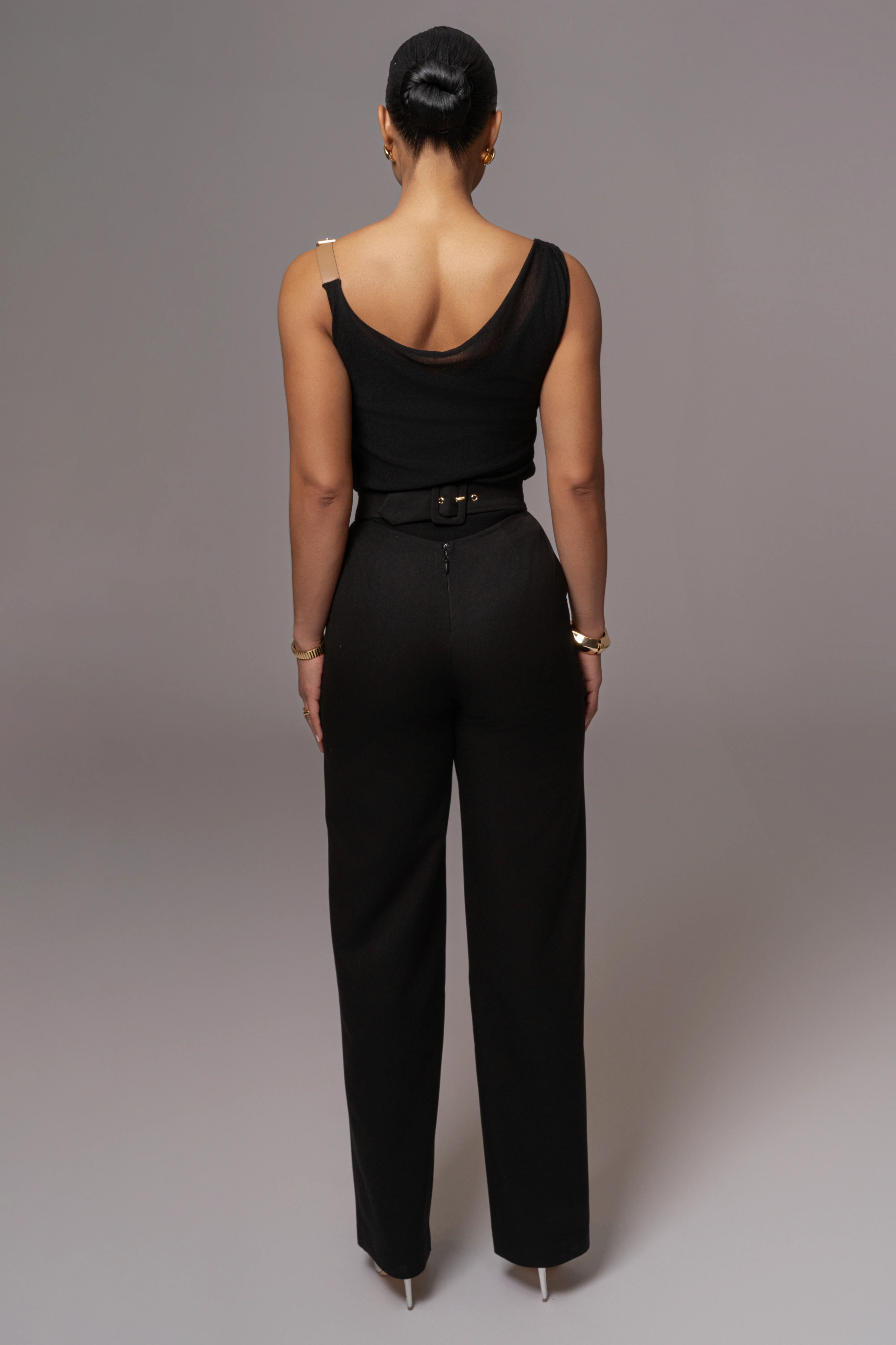 Black Shanti Faux Buckle Top