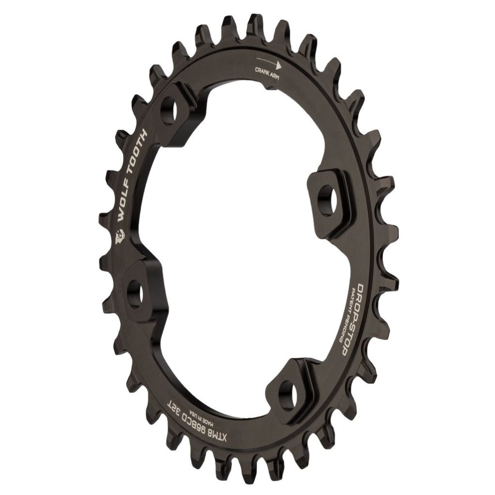 Wolf Tooth Elliptical - Single Chainring 96mm for Shimano XT M8000 / M8020 / SLX M7000 - Drop Stop - black