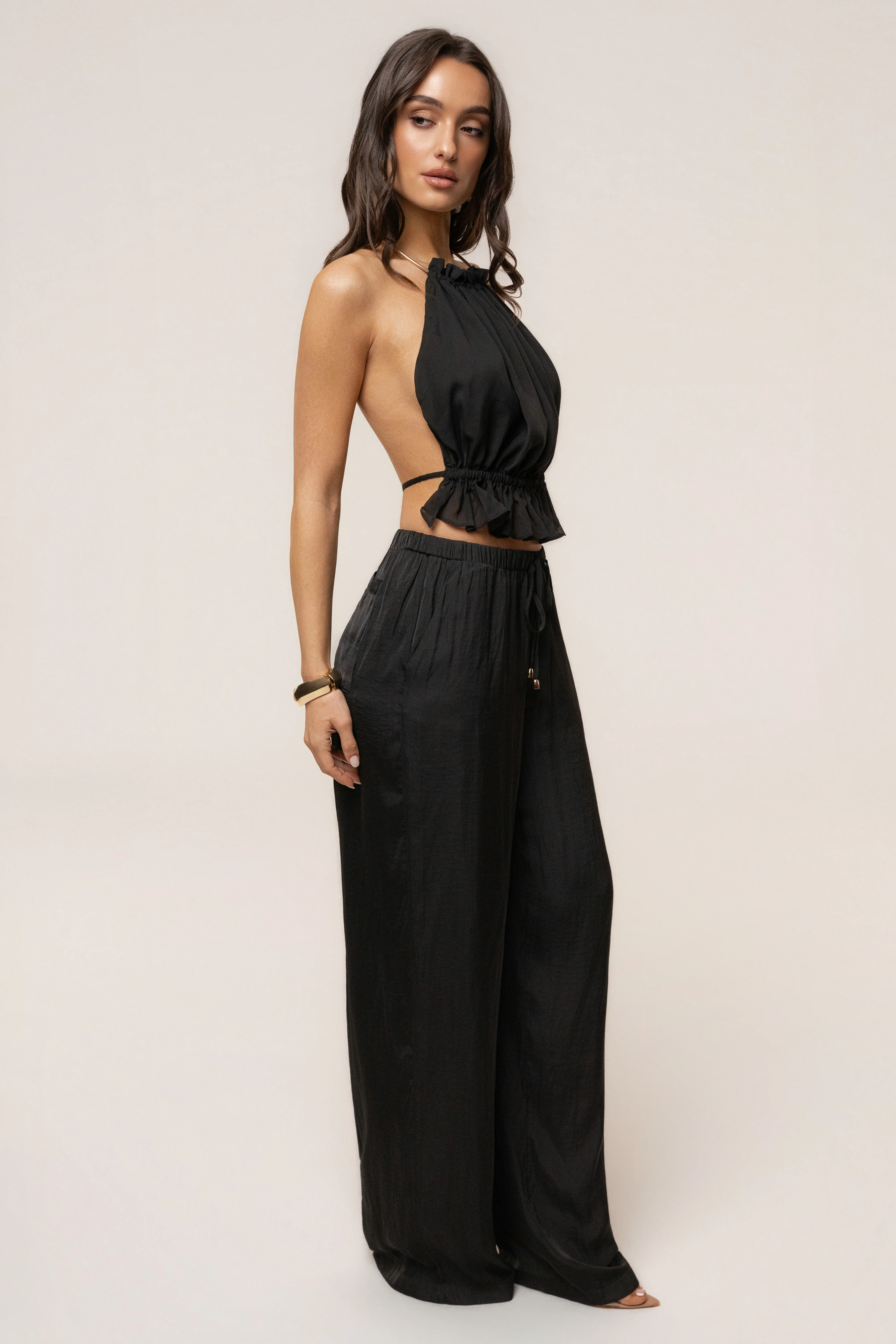 Black Moonlit Coast Halter Top