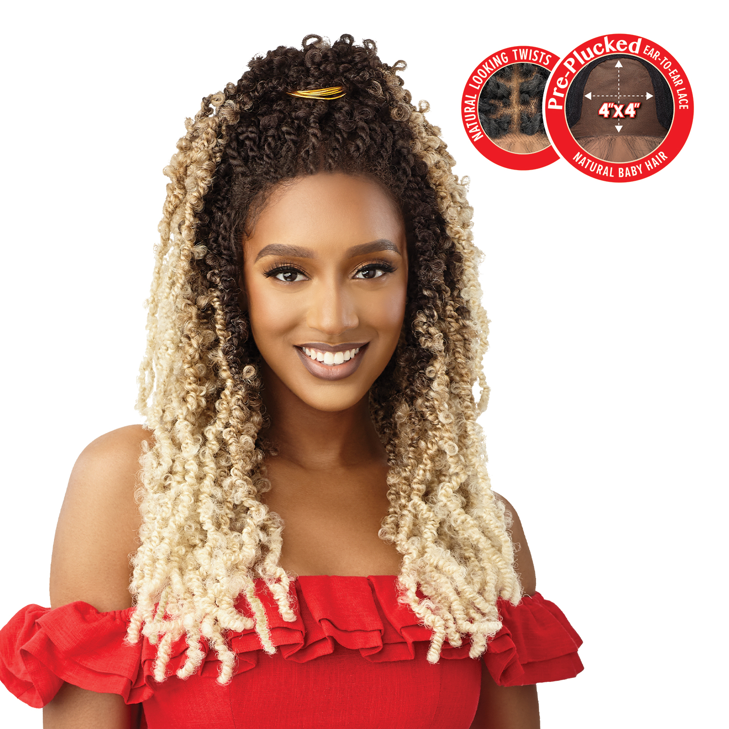 Outre Braided Lace Front Wig X-Pression Twisted Up 4X4 Butterfly Bomb Twist 24