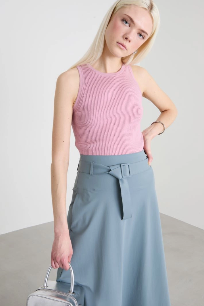 Ribbed crew neck tank top - PINK