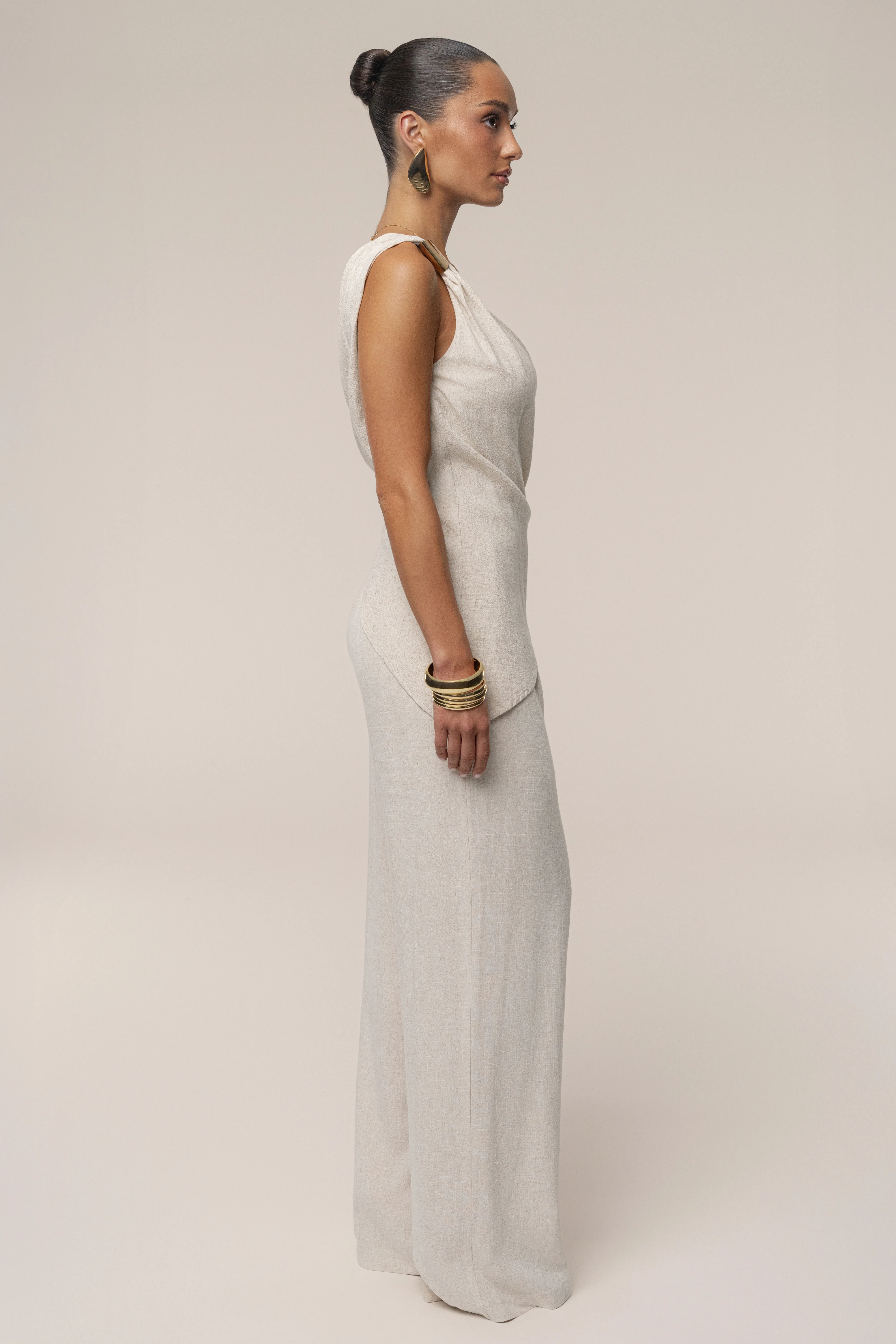 Beige Palmera One Shoulder Top