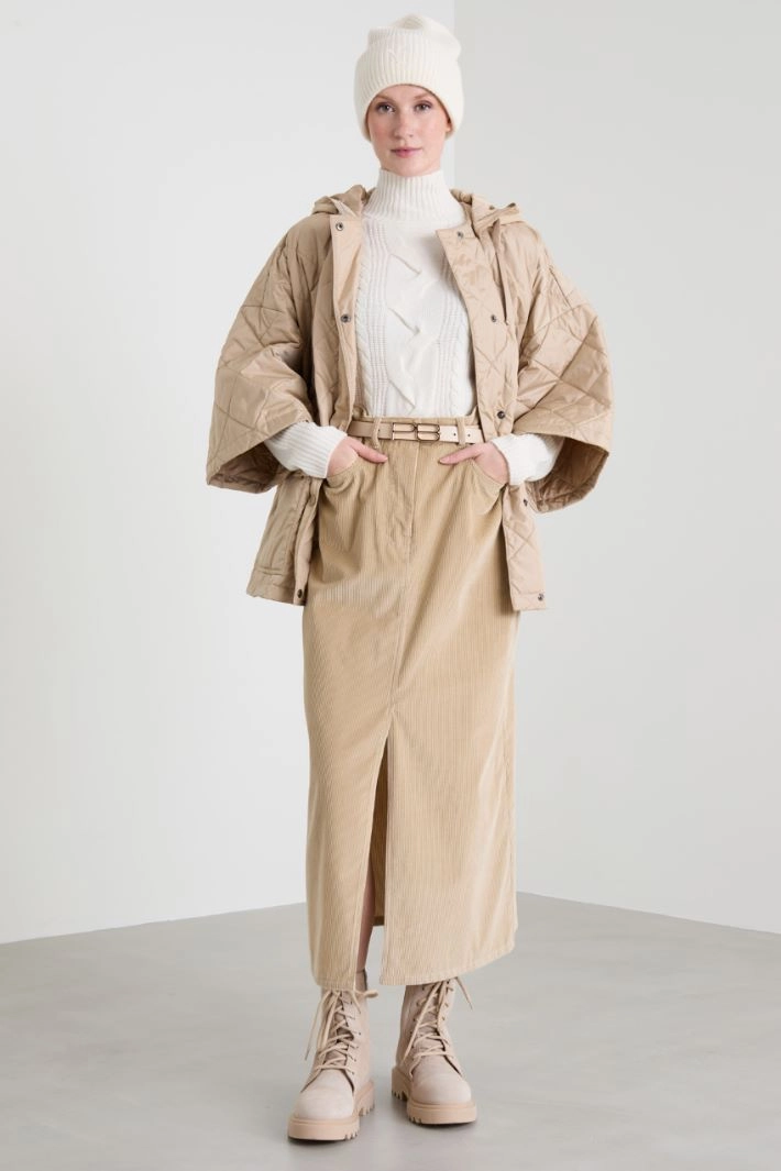Velvet 5-pocket skirt - BEIGE
