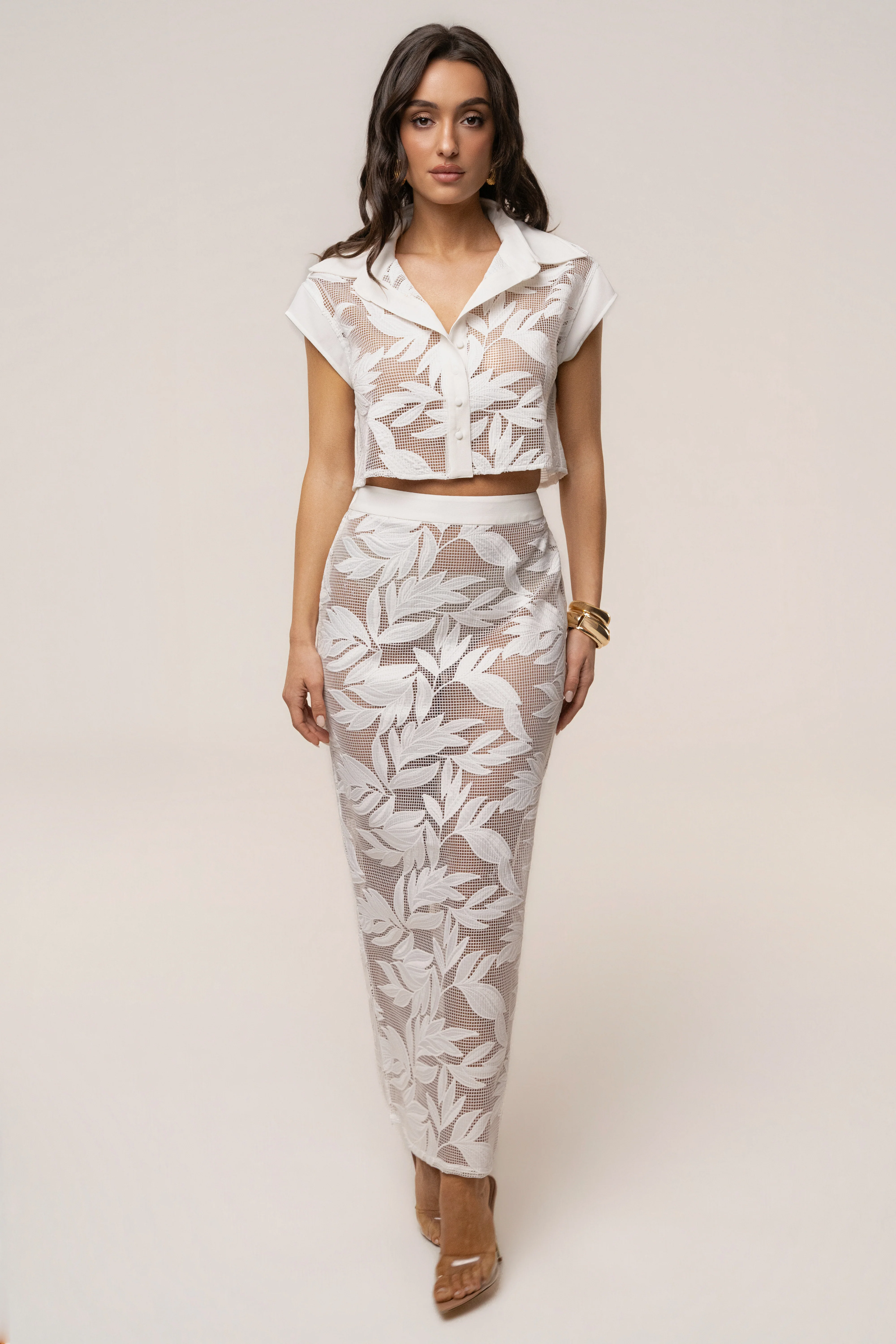 White Bali Nights Embroidered  Skirt