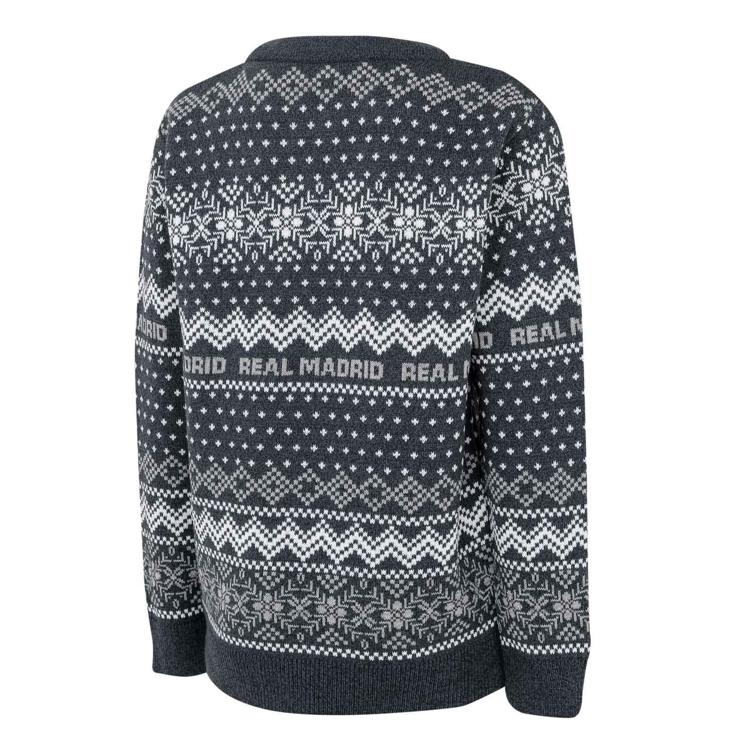 Kids Crest Christmas Sweater Navy/Grey