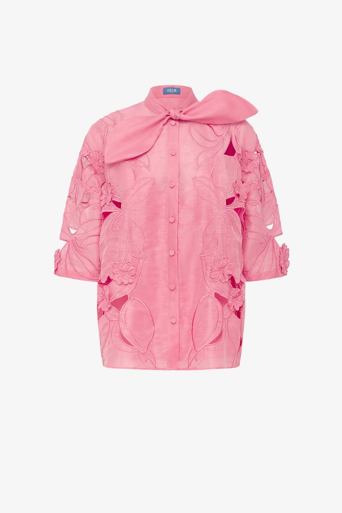 Brooklyn Appliqué Bow Puff Sleeve Top - Fuchsia