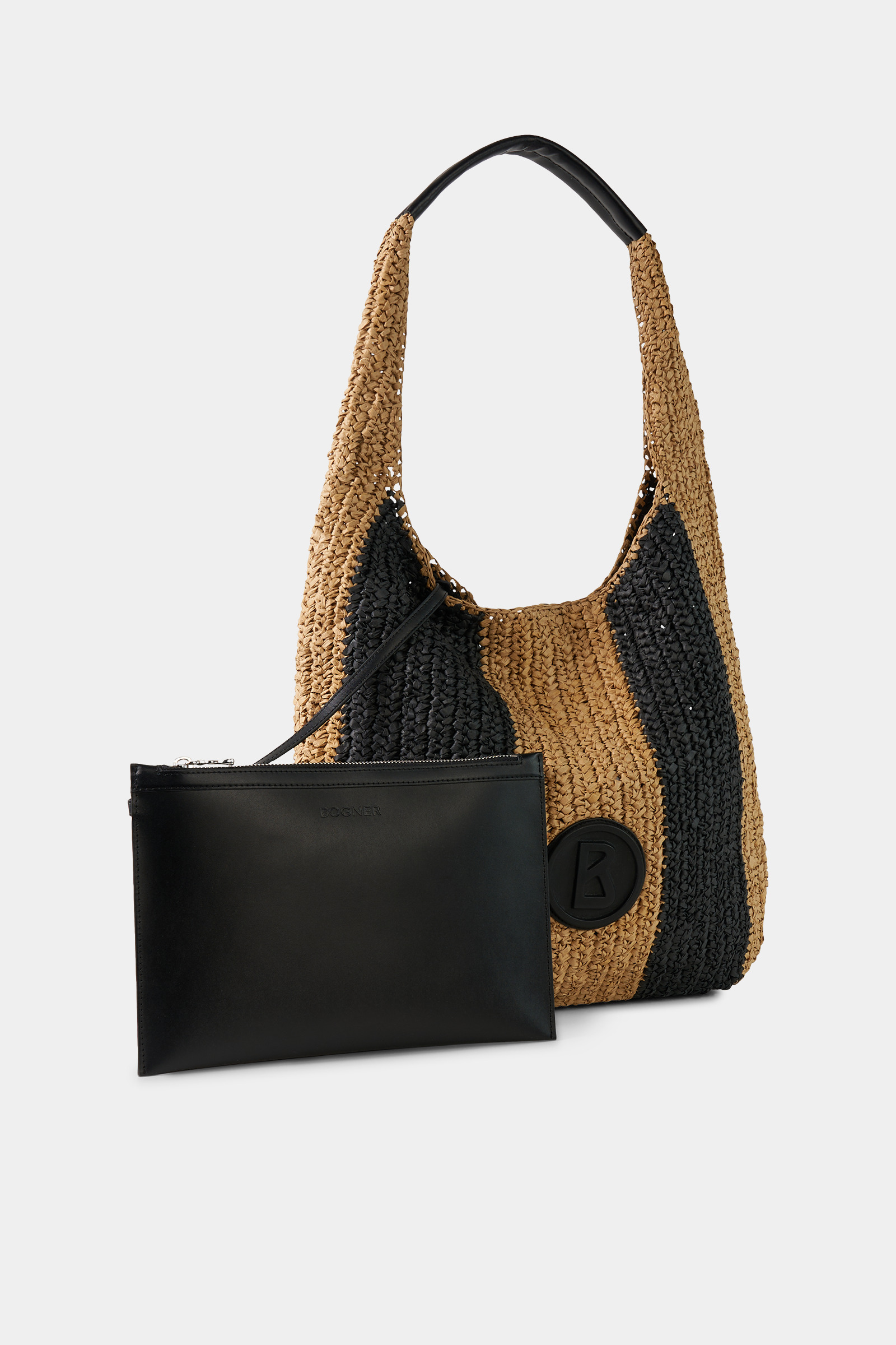 Agno Rory hobo bag in Black/beige