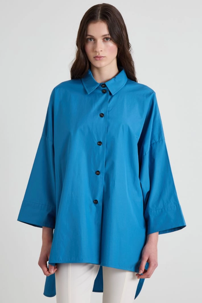 Cotton poplin shirt - LIGHT BLUE
