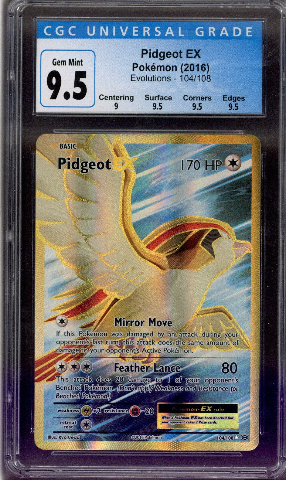 2016 Pokémon Pidgeot EX Evolutions 104/108 CGC 9.5