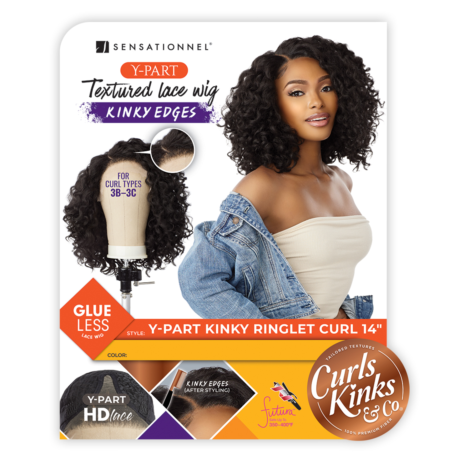 Sensationnel HD Lace Front Wig Curls Kinks N Co Glueless Kinky Edges Y-Part Kinky Ringlet Curl 14
