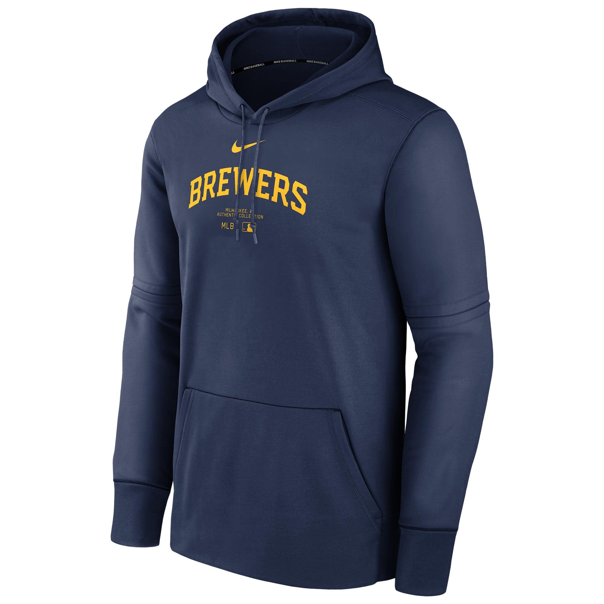 Milwaukee Brewers 2024 MLB Authentic Practice Nike Therma Hoodie Navy