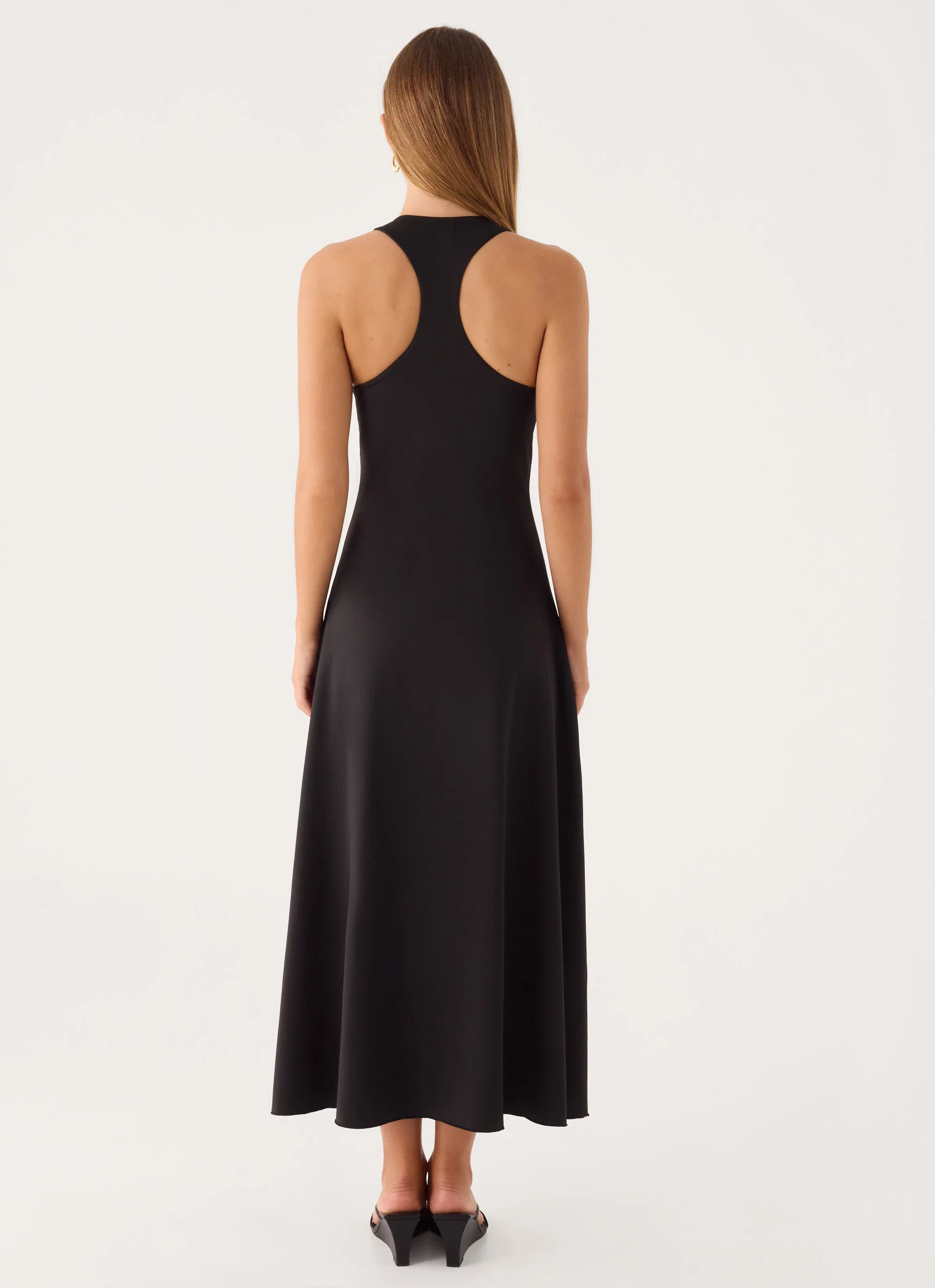 Kyrra Asymmetrical Midi Dress - Black
