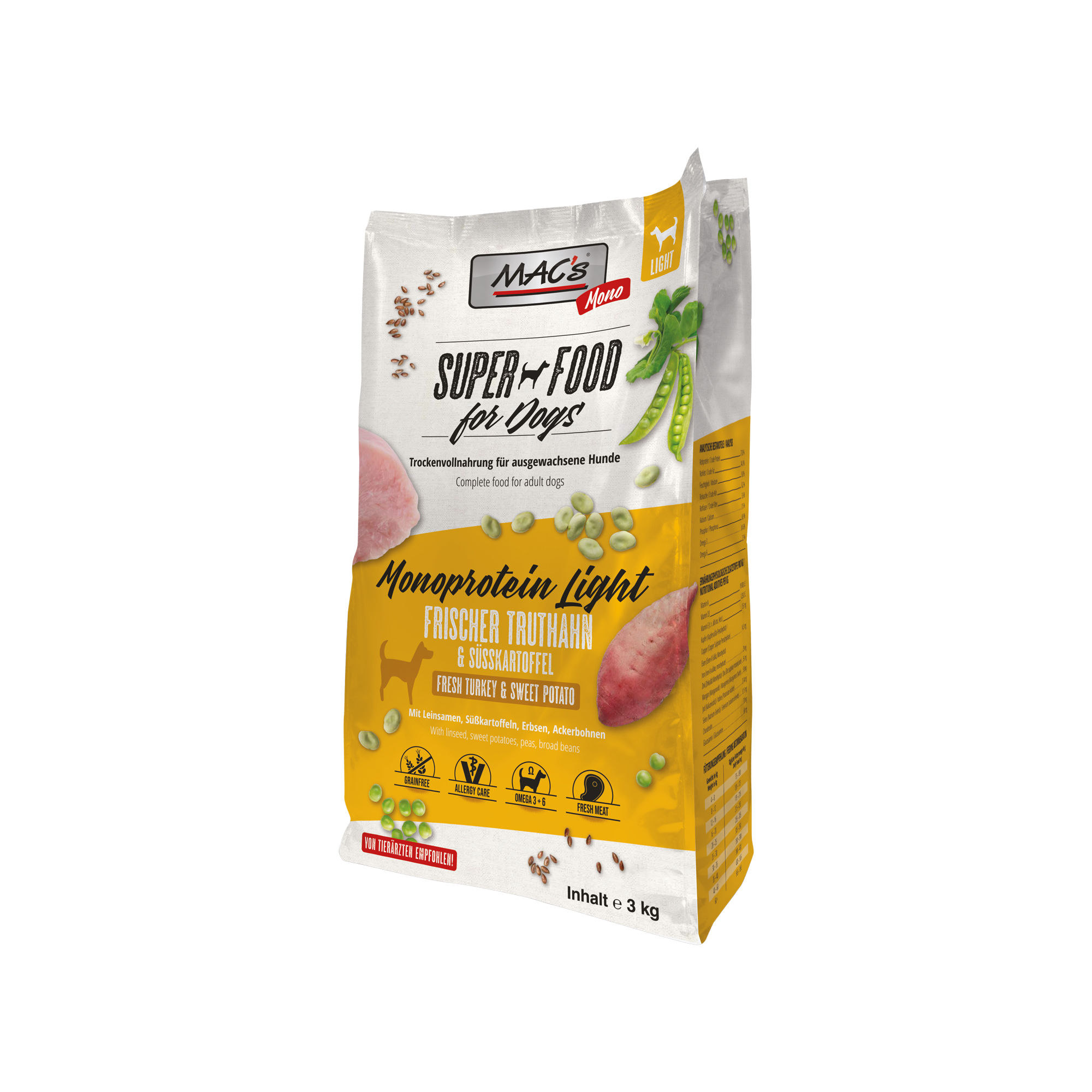 MAC's Monoprotein Light Dog Food - Turkey - 3kg