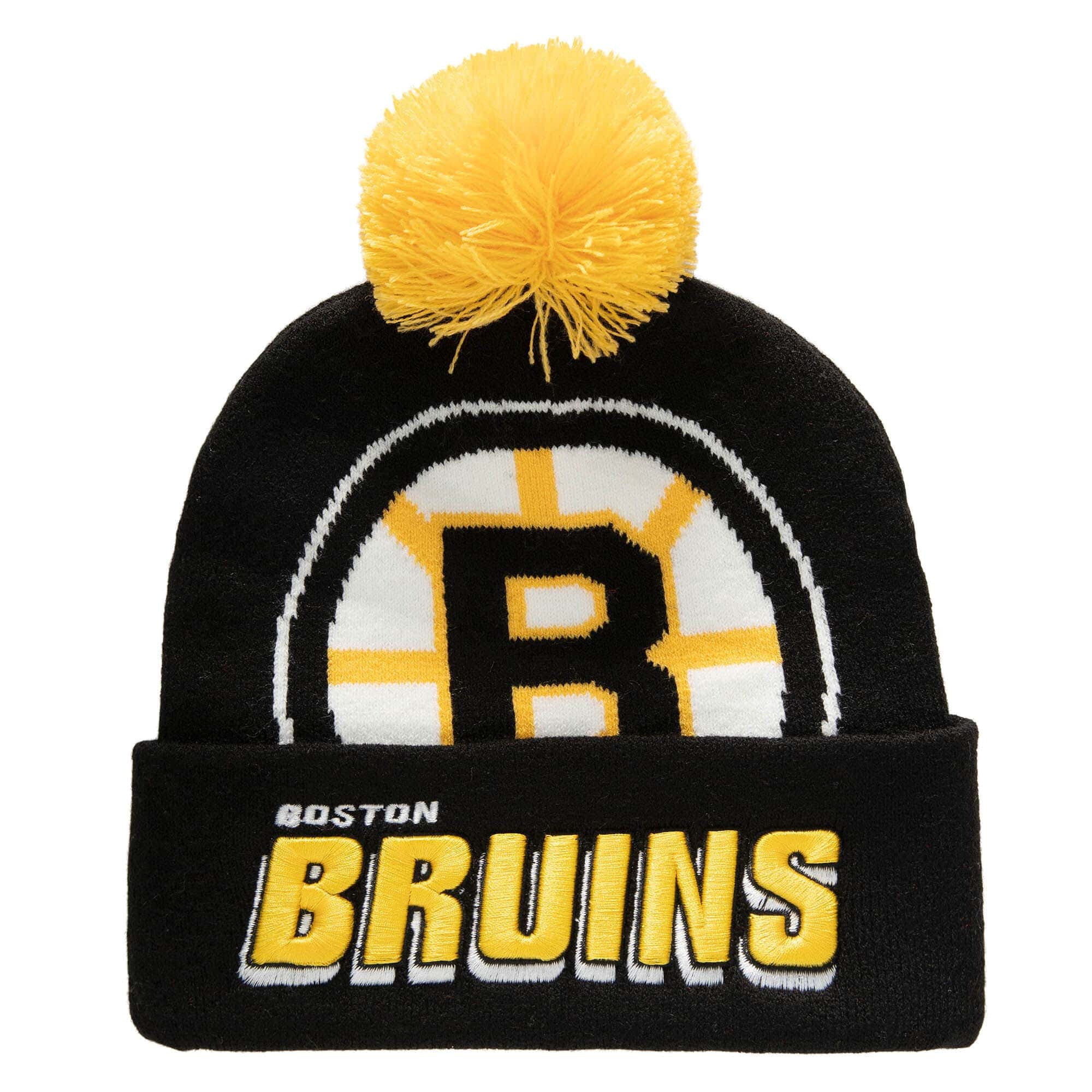 Boston Bruins Punch Out Mitchell & Ness NHL Knit Hat Black