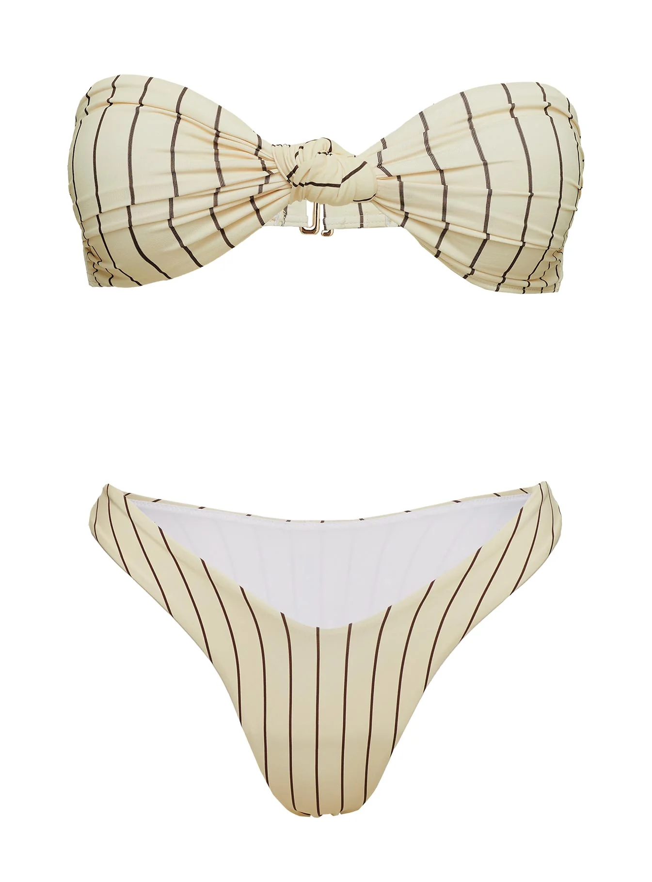 Nevaeh High Cut Bikini Bottoms Yellow Stripe