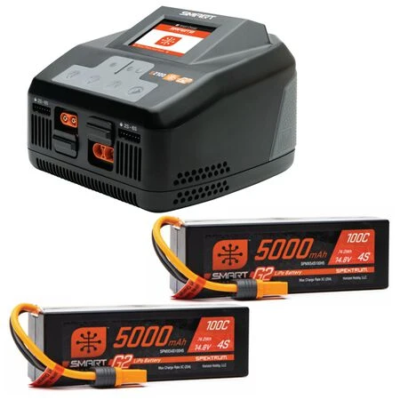 Smart Powerstage 8S Surface Bundle: (2) G2 5000mAh 4S LiPo IC5 & S2100 Charger Spektrum  SPMXPSS850