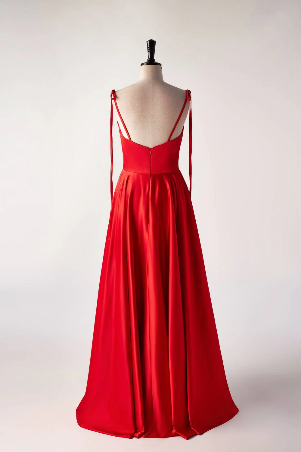 Cowl Neck Red Satin Long Maxi Dress
