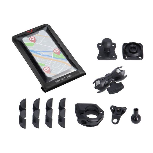 SW-MOTECH Universal Smartphone Mount with Waterproof Drybag. Universal fit for Handlebar or Mirror - BlackRef: SWM0036 / GPS.00.308.35500