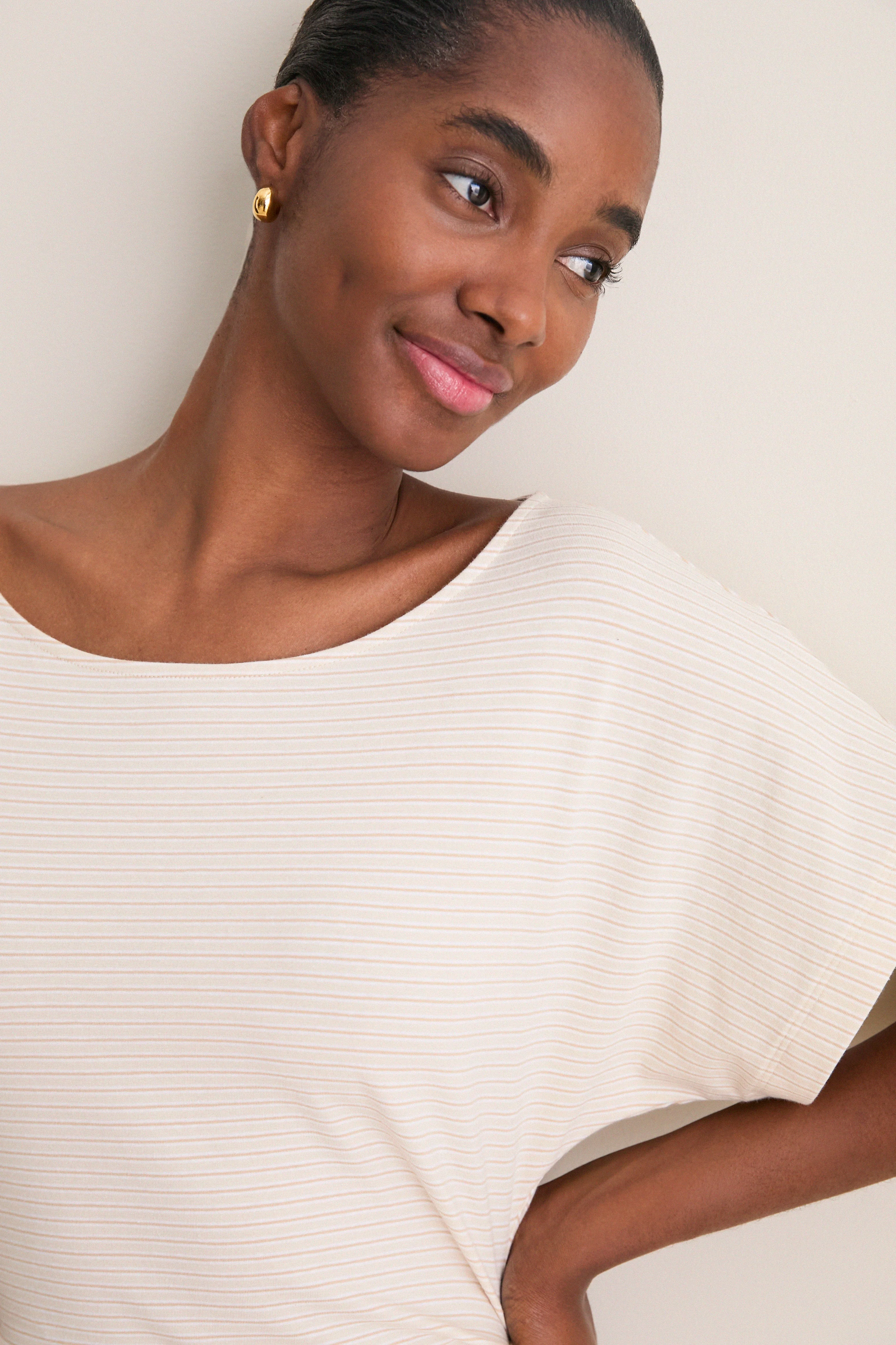 Cream Stripe Jersey Cassia Dress