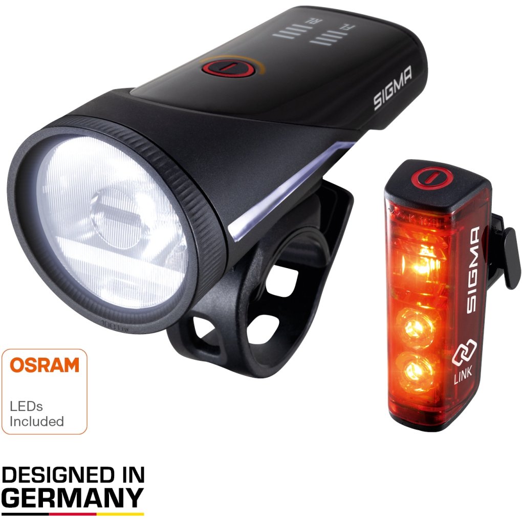 SIGMA Aura 100 Set / Blaze Link - Front Light + Rear Light - black