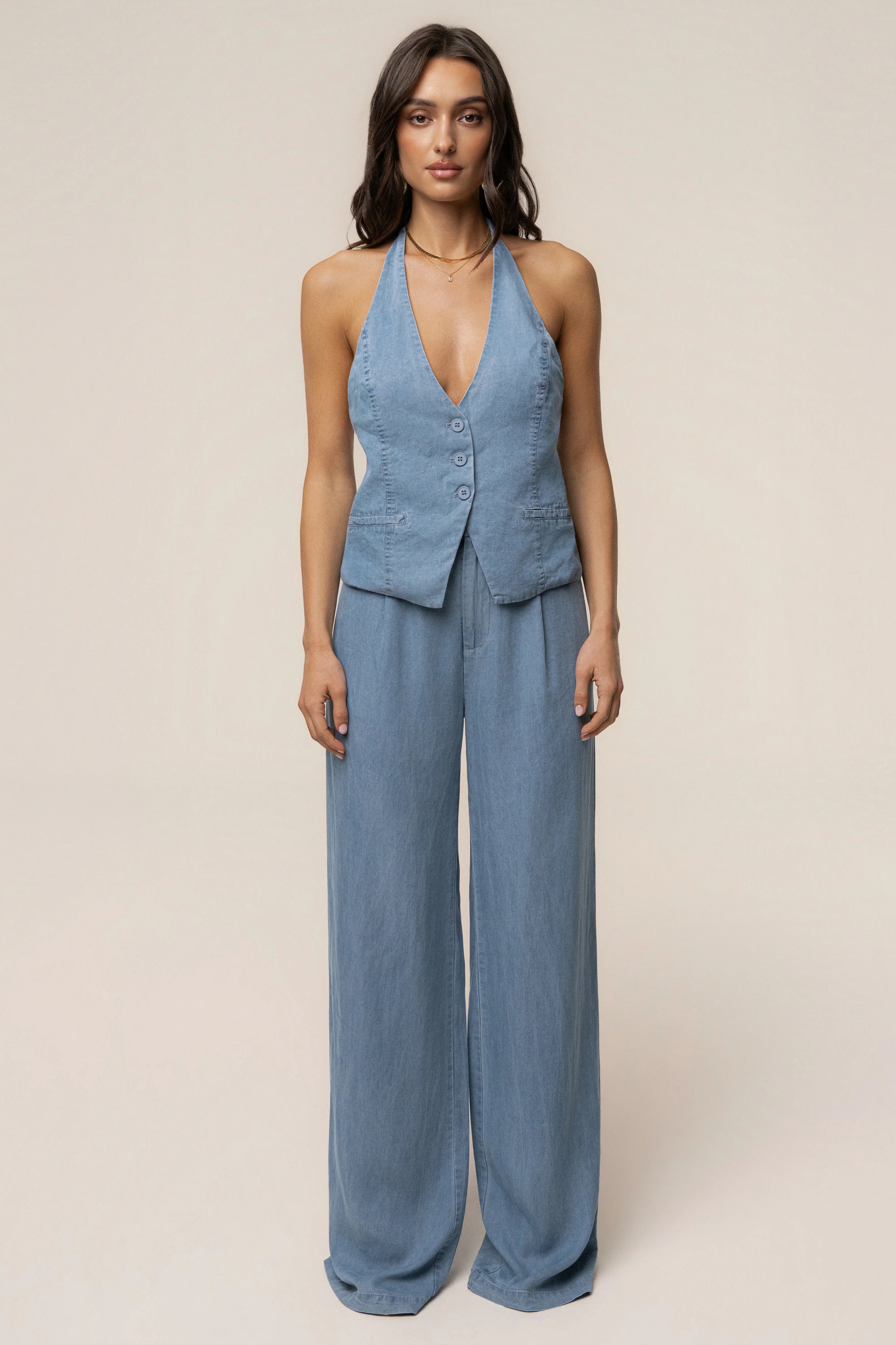 Chambray Downtown Vest Top