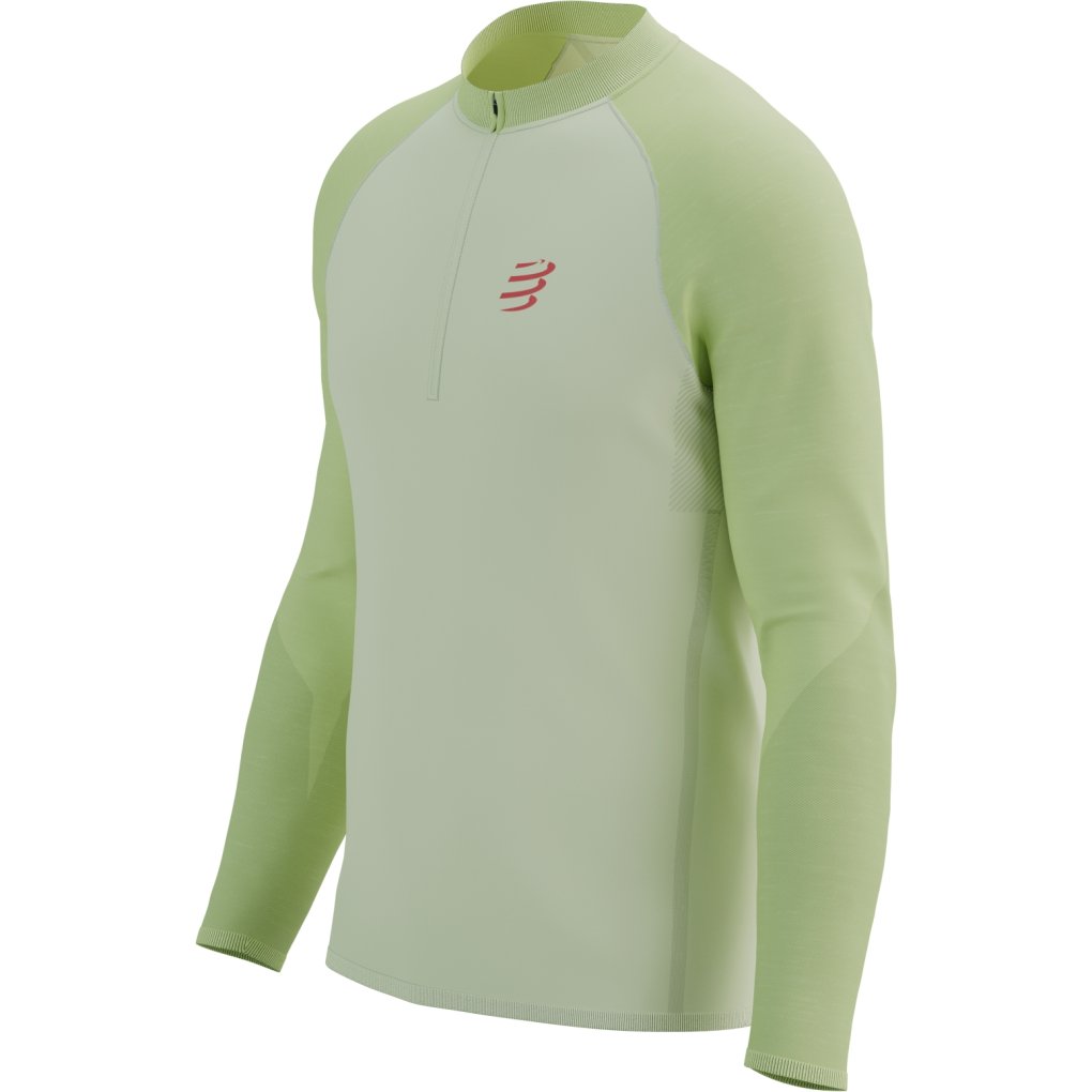 Compressport Trail Half-Zip Longsleeve Shirt Men - sugar swizzle/shadow lime