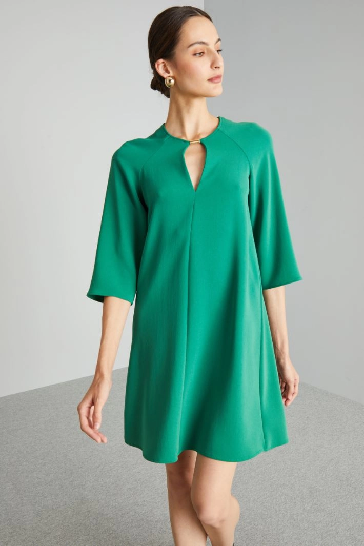 Tunic dress with metal loop - EMERALD GREEN