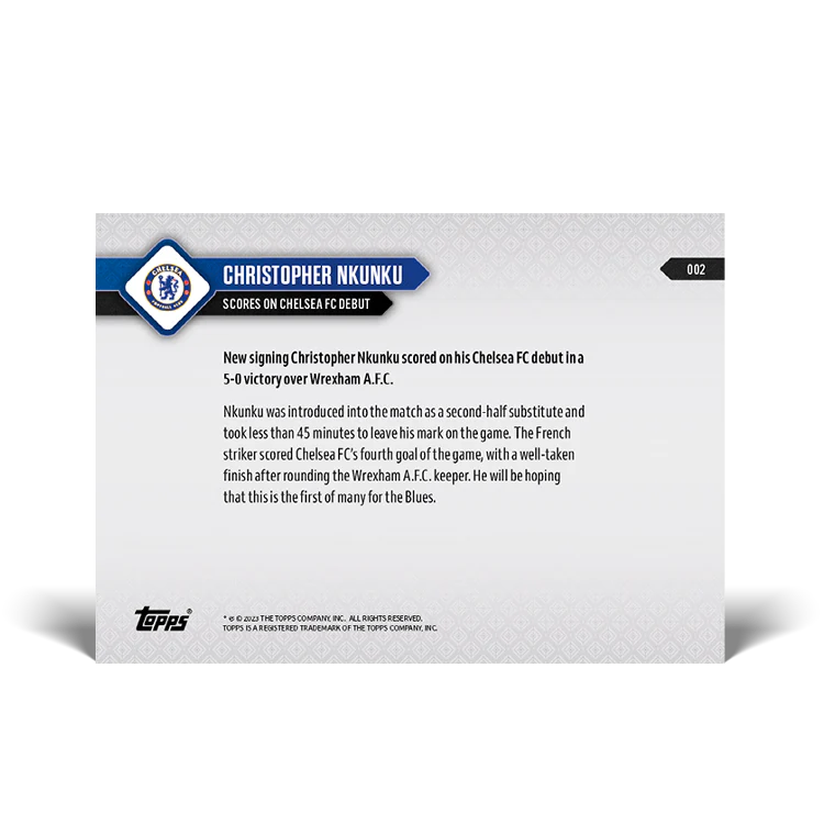 Topps UK - Scores on Chelsea FC debut - CHELSEA TOPPS NOW® Card #002