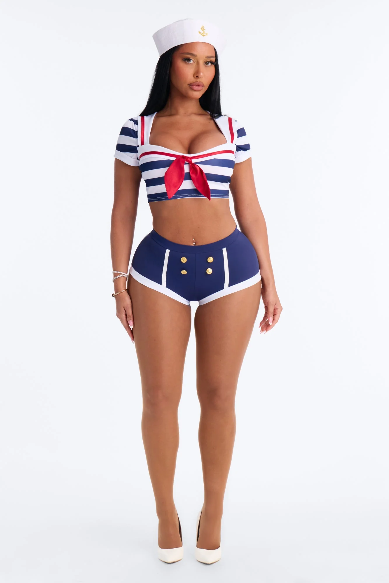 Captain's Temptation 3 Piece Costume Set - Navy/combo