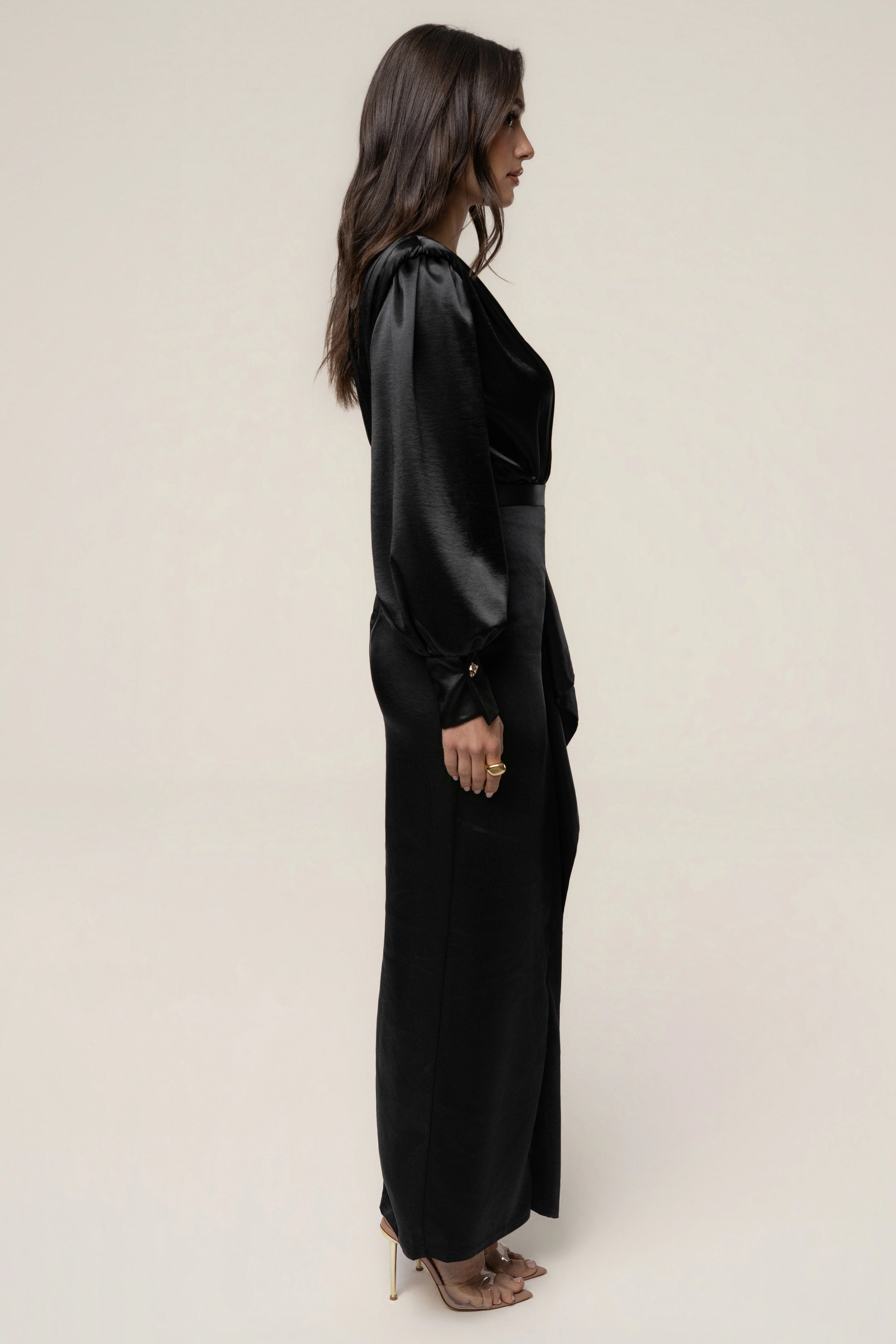 Black Midnight Mirage Satin Skirt