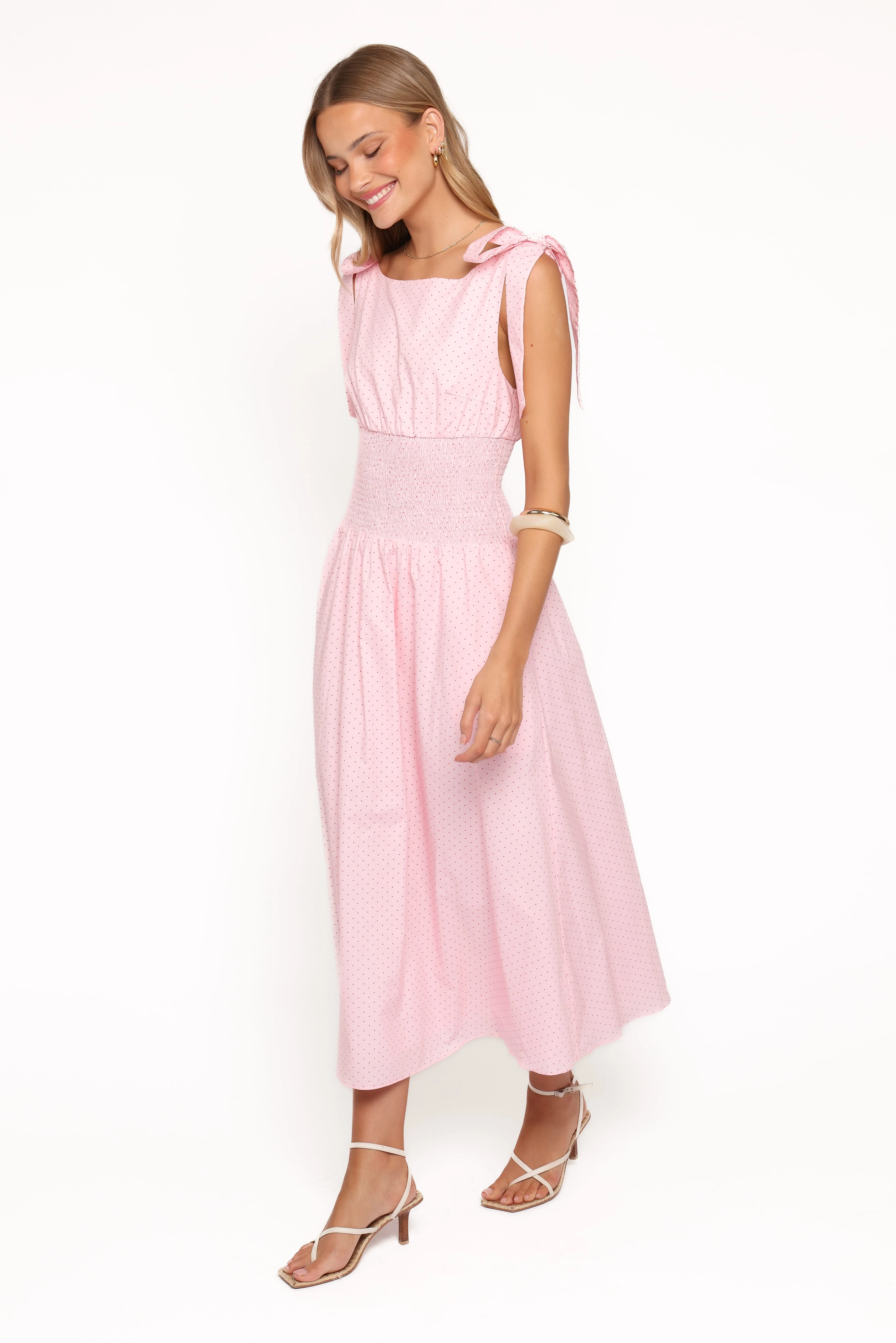 Leticia Midi Dress - Pink Polka Dot