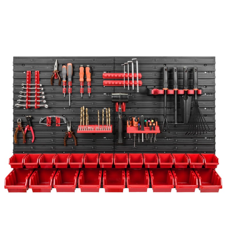 Tool wall 115 x 78 cm with Hooks and 23 Boxes + Tool holder