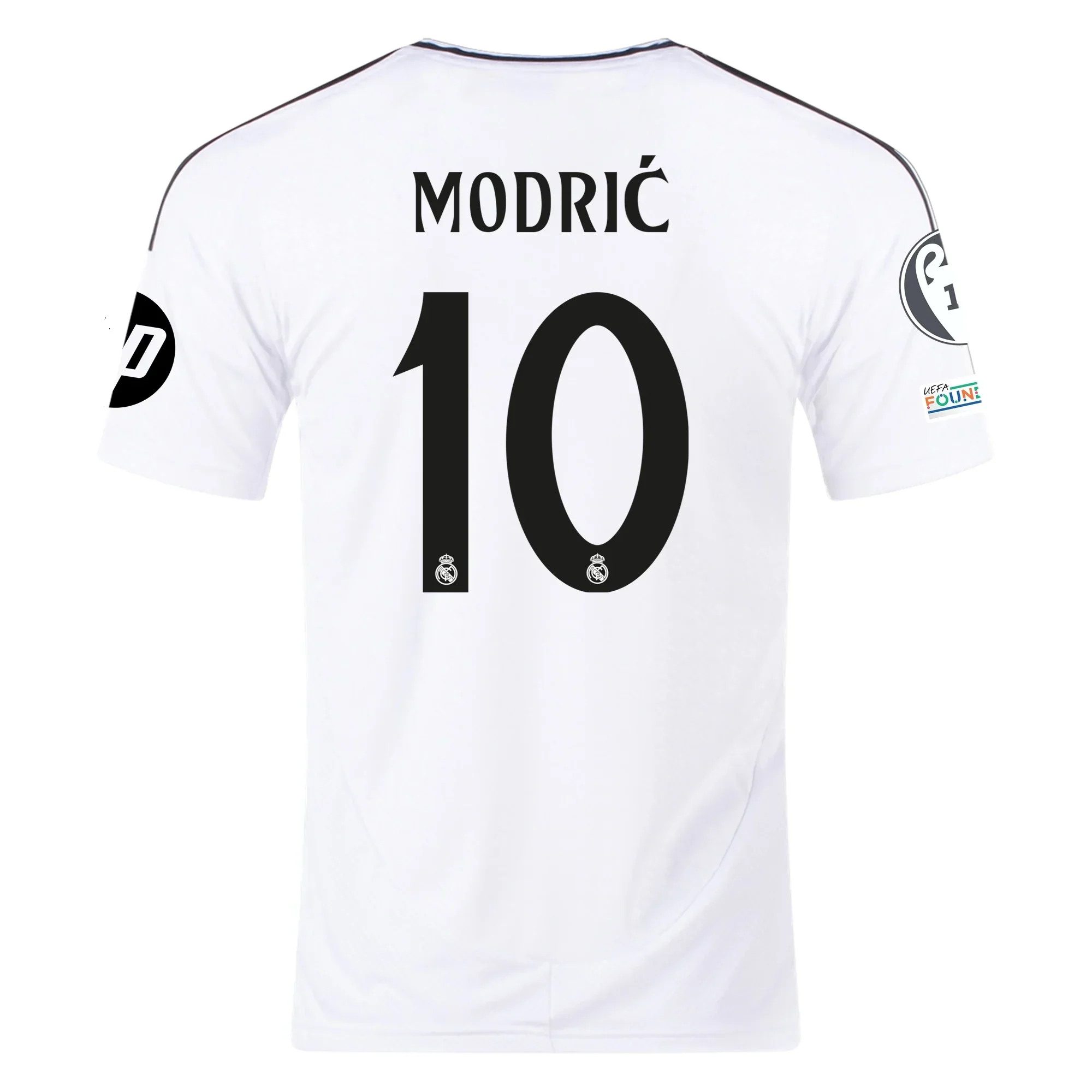 Real Madrid Luka Modric Home Jersey 24/25 w/ Champions League Patches (White/Black)
