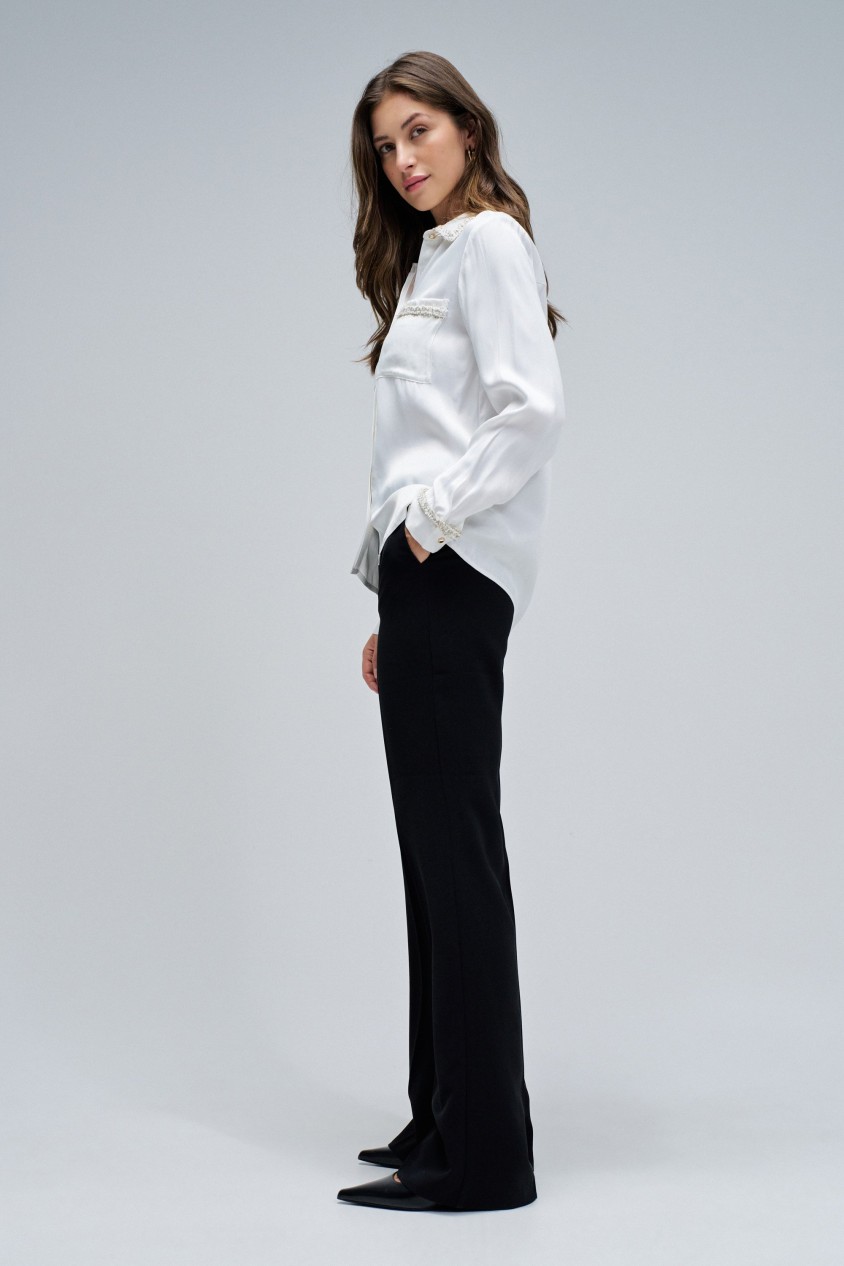 SATIN SHIRT IN TWEED