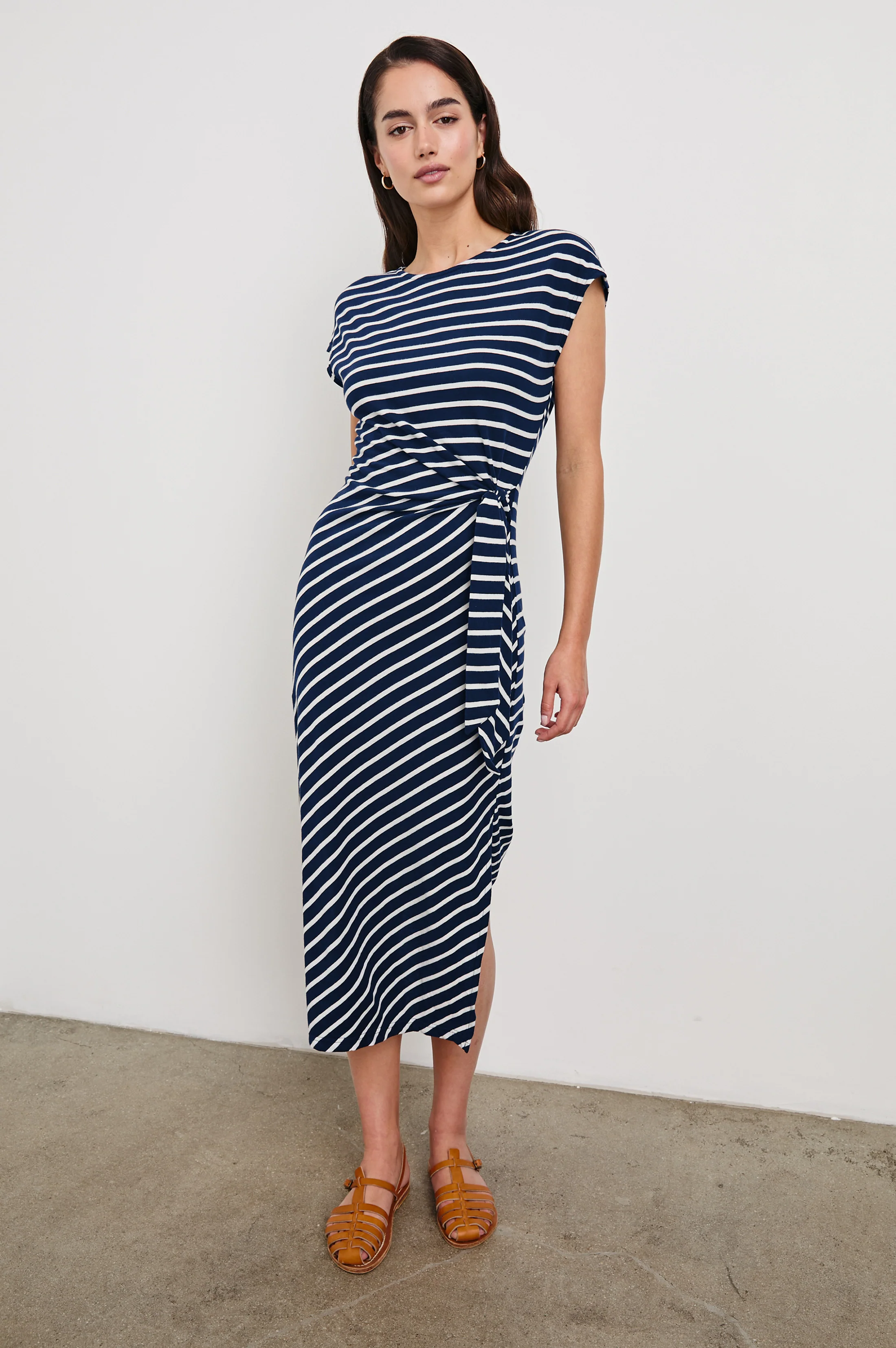 Selah Dress - Navy Ivory Stripe