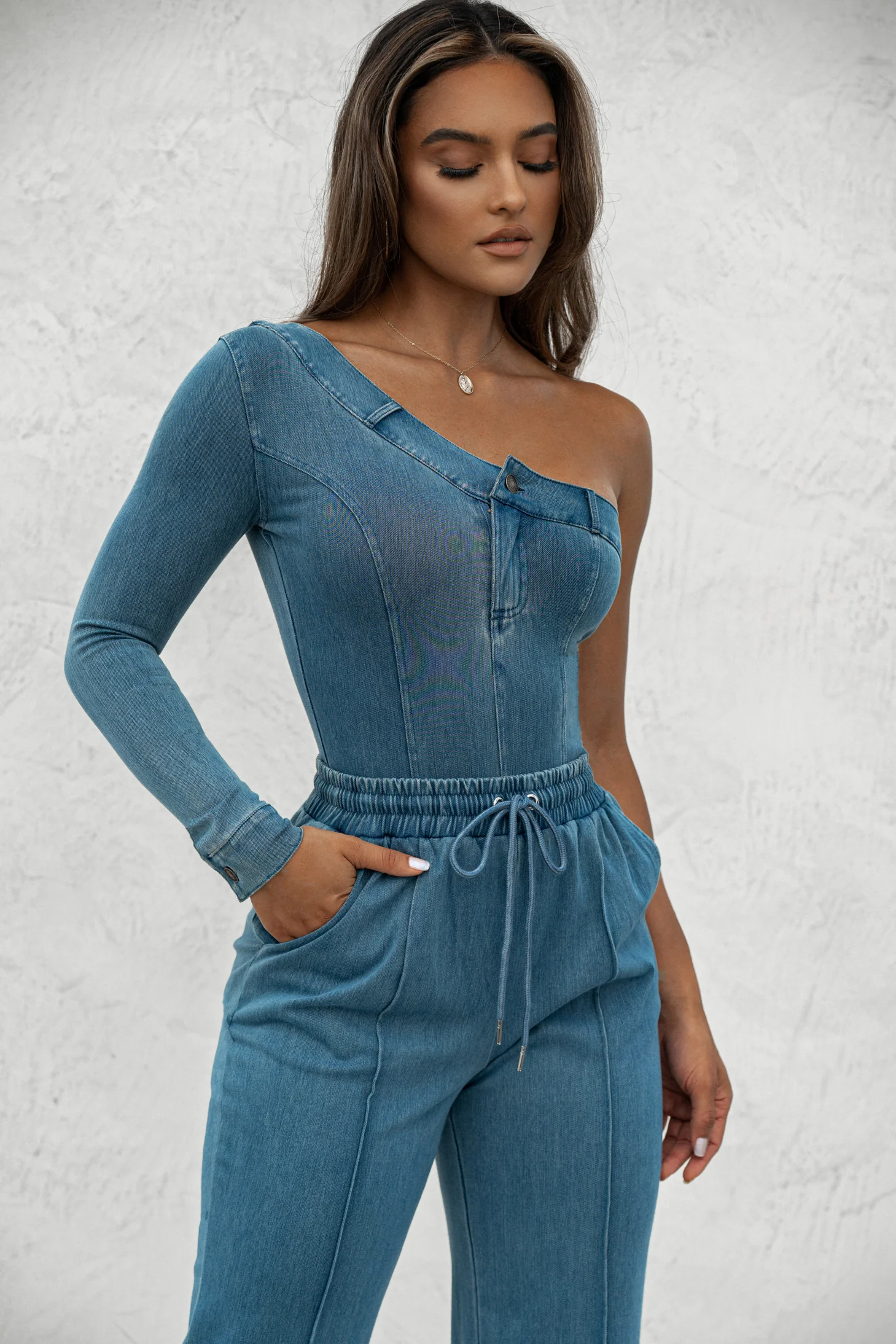 Medium Wash Button Me Up Bodysuit