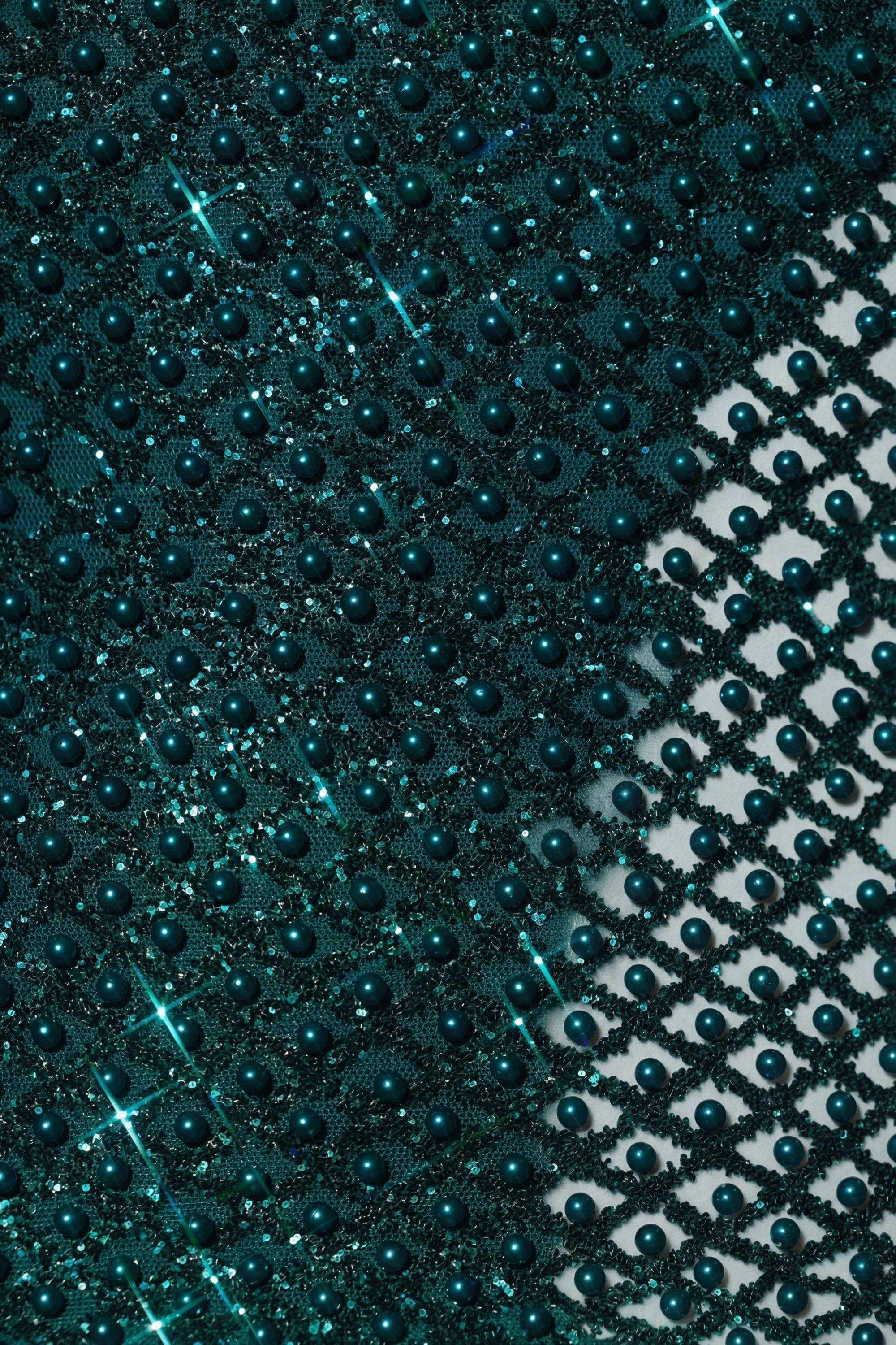 Embellished Bubble Hem Mini Dress in Teal Green