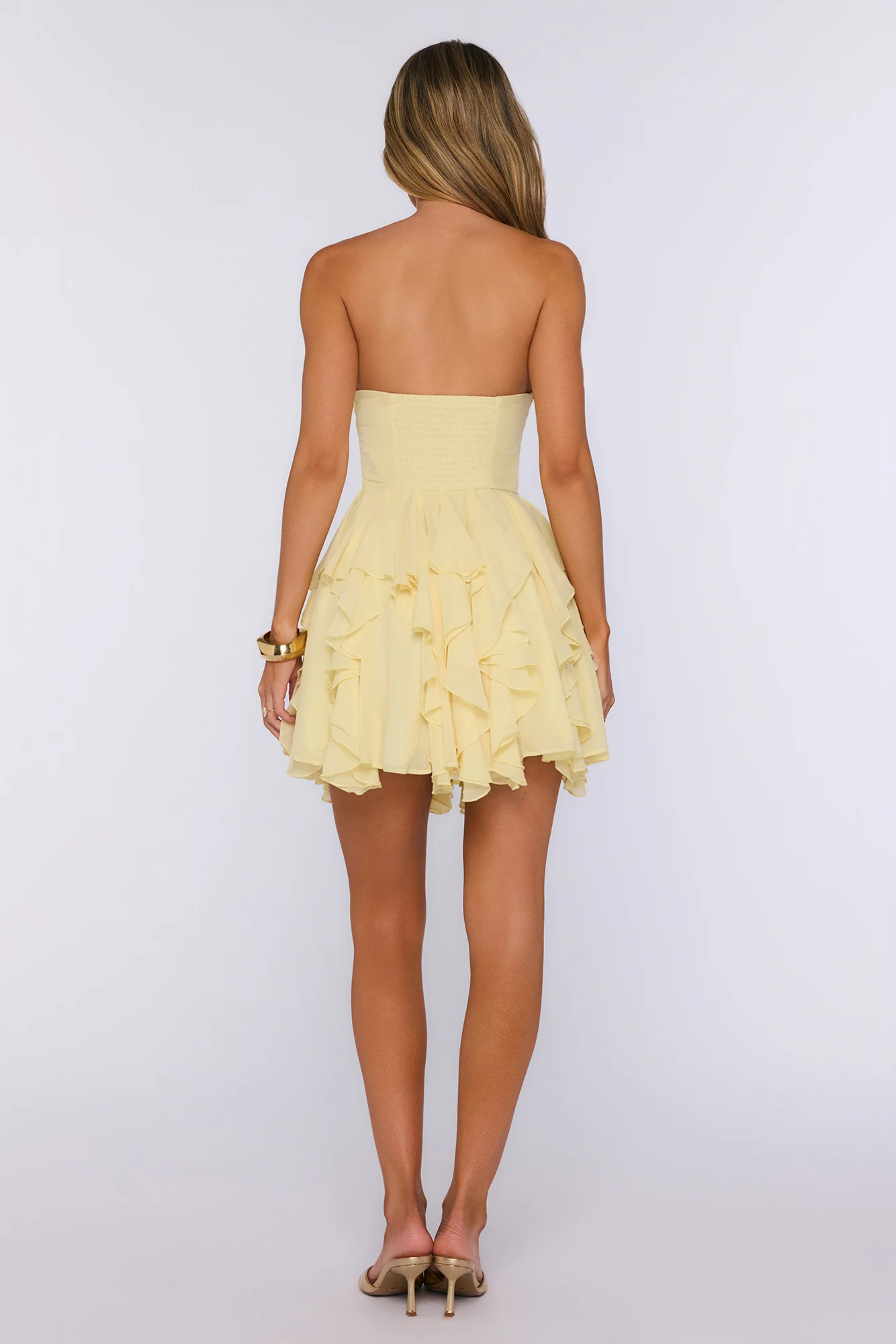 A Girl Can Dream Strapless Mini Dress Yellow