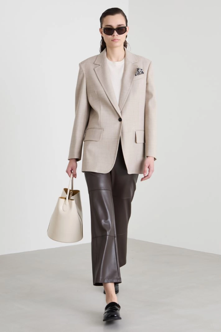 Blazer in mélange gabardine - BEIGE