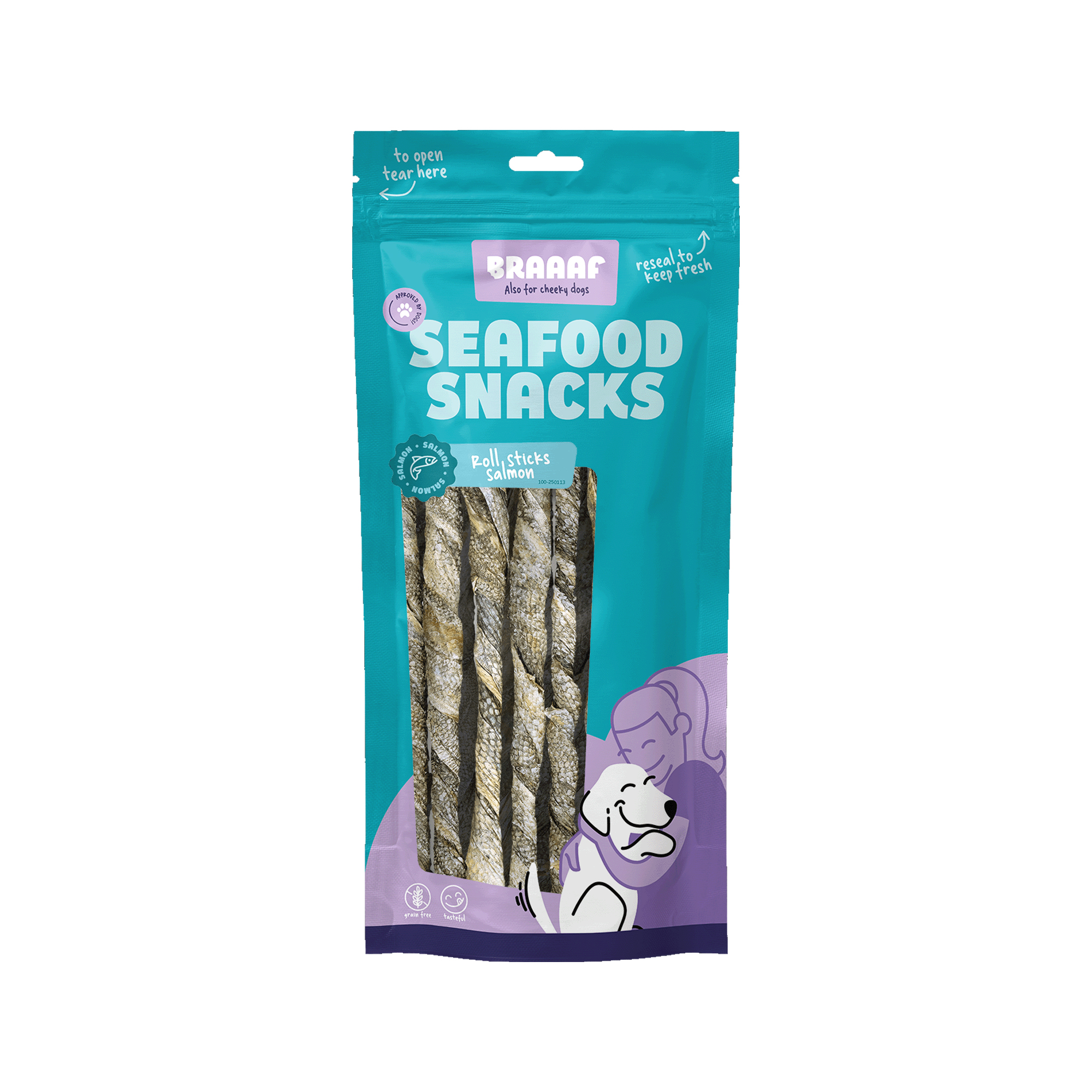 Braaaf Salmon Roll Twister Fish Snack - 12 cm - 70g