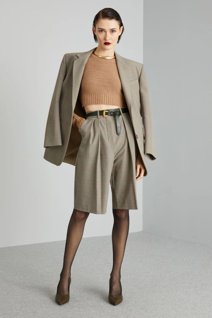 Bermudas with pleats - BROWN BEIGE