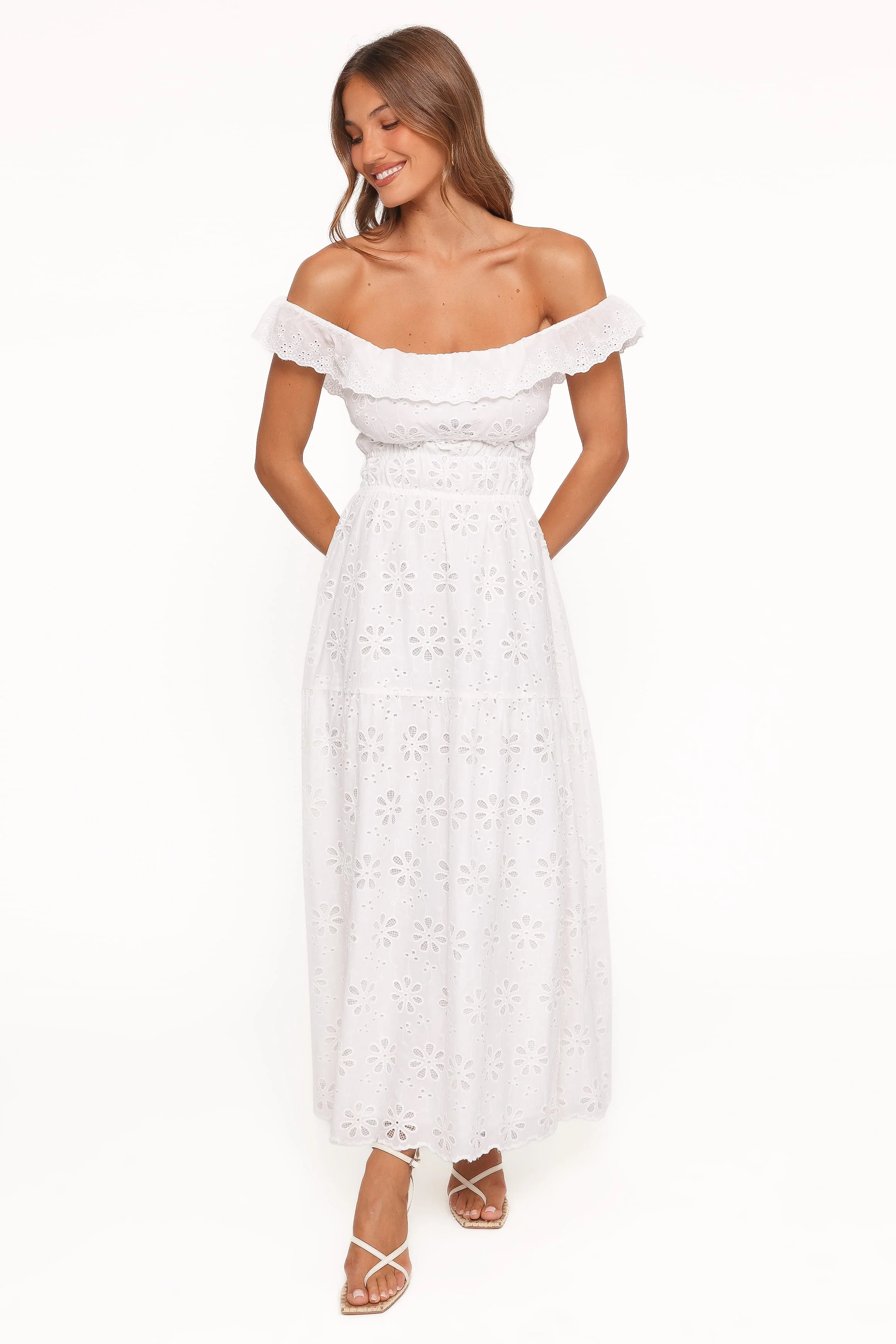 Elwyn Maxi Dress - White Broderie