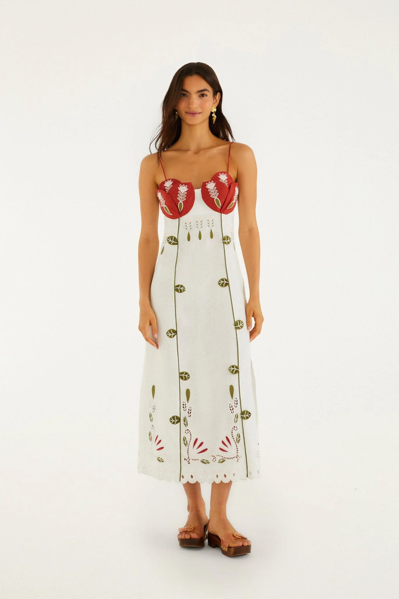 Off-White Tulip Richelieu Embroidered Midi Dress