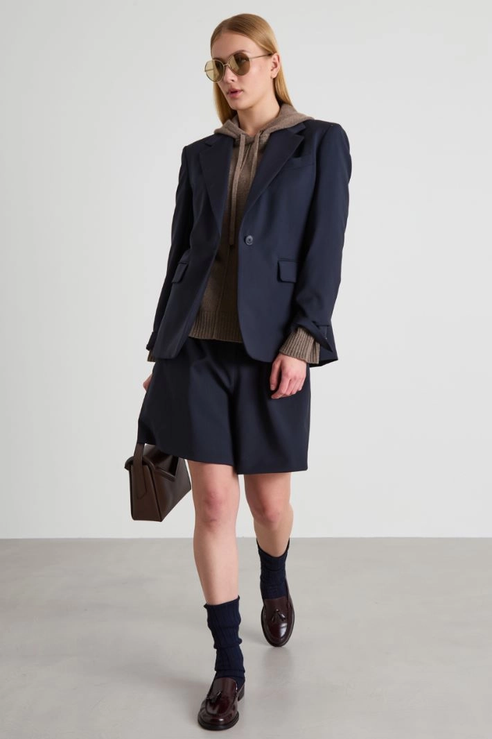 Wool canvas blazer - NIGHT BLUE