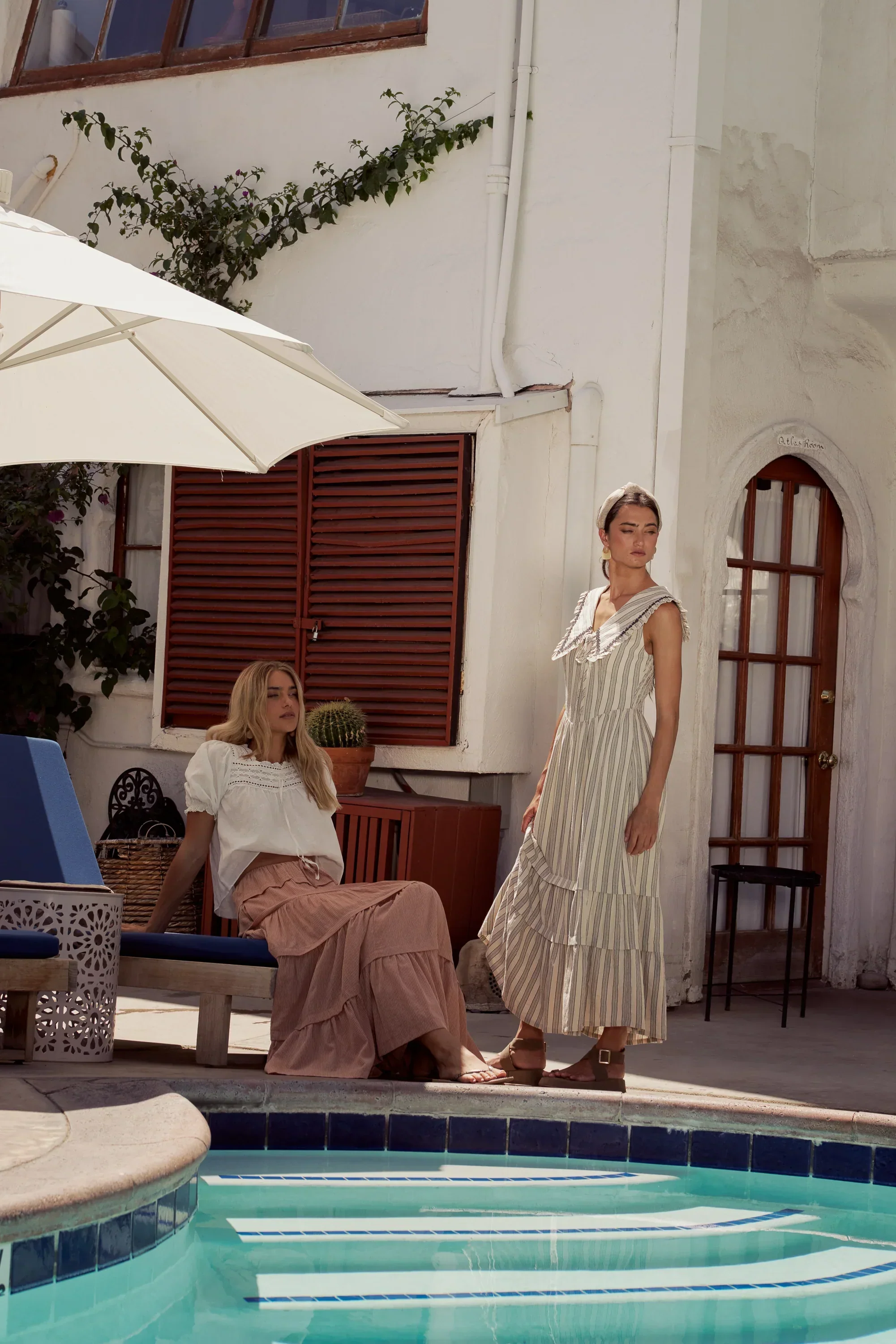 Miya Collared Midi Dress in Natural FINAL SALE